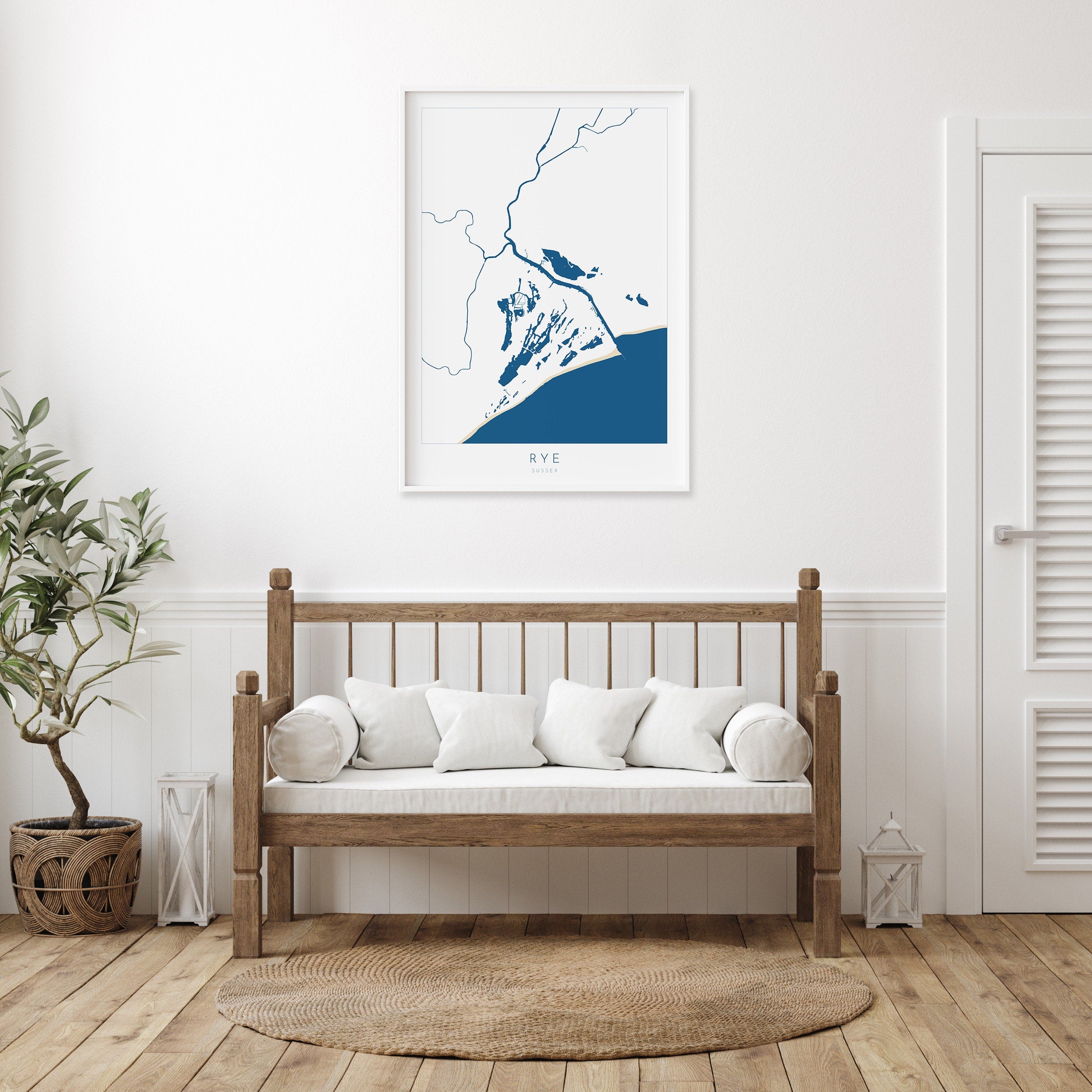 Rye Map Print - Rye Art Poster, East Sussex Map Art, Rye Travel Poster, Sussex Coast, A1, A2, A3, A4, Rye Harbour, River Rother Map