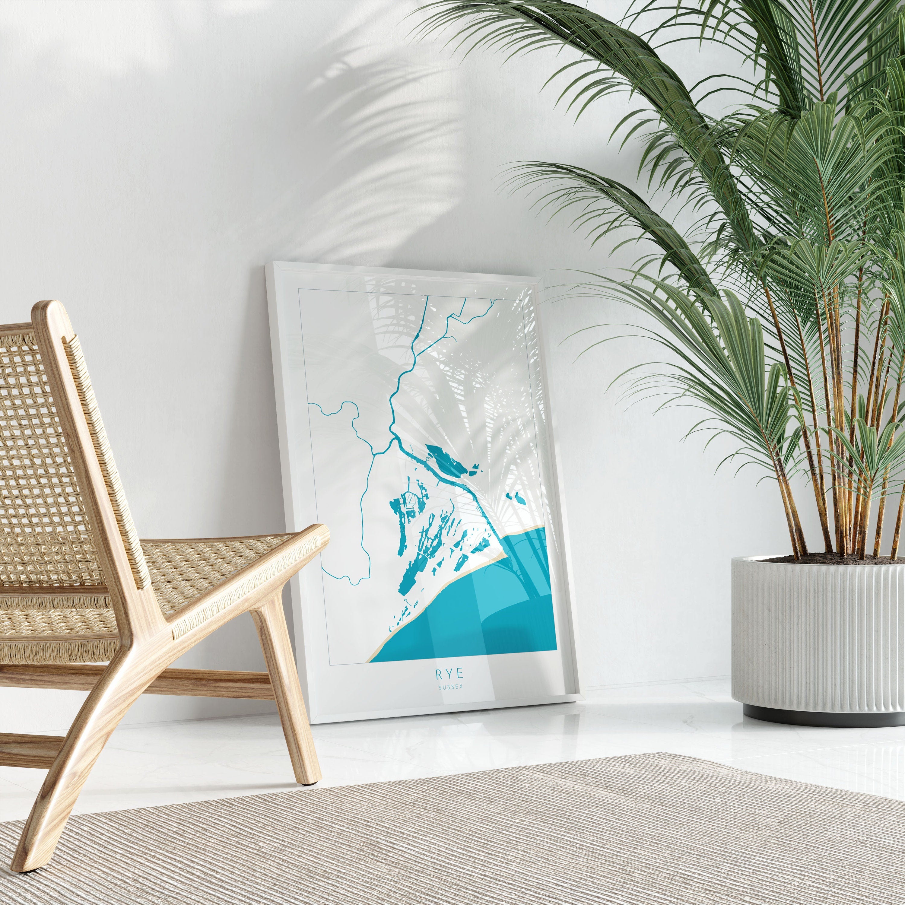 Rye Map Print - Rye Art Poster, East Sussex Map Art, Rye Travel Poster, Sussex Coast, A1, A2, A3, A4, Rye Harbour, River Rother Map