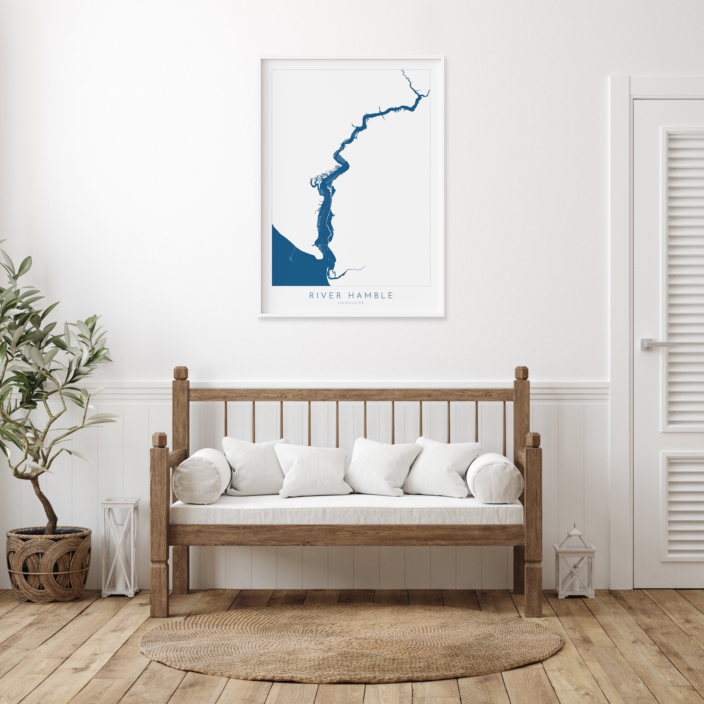 River Hamble Map - River Hamble Art Print, Hampshire Map, Hamble-Le-Rice Map Art, Hampshire Art, Southampton Art Map, River Map Art, UK
