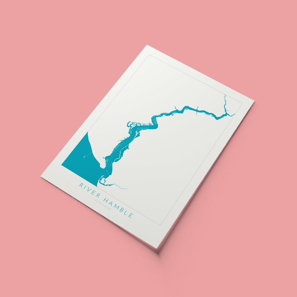 River Hamble Map - River Hamble Art Print, Hampshire Map, Hamble-Le-Rice Map Art, Hampshire Art, Southampton Art Map, River Map Art, UK