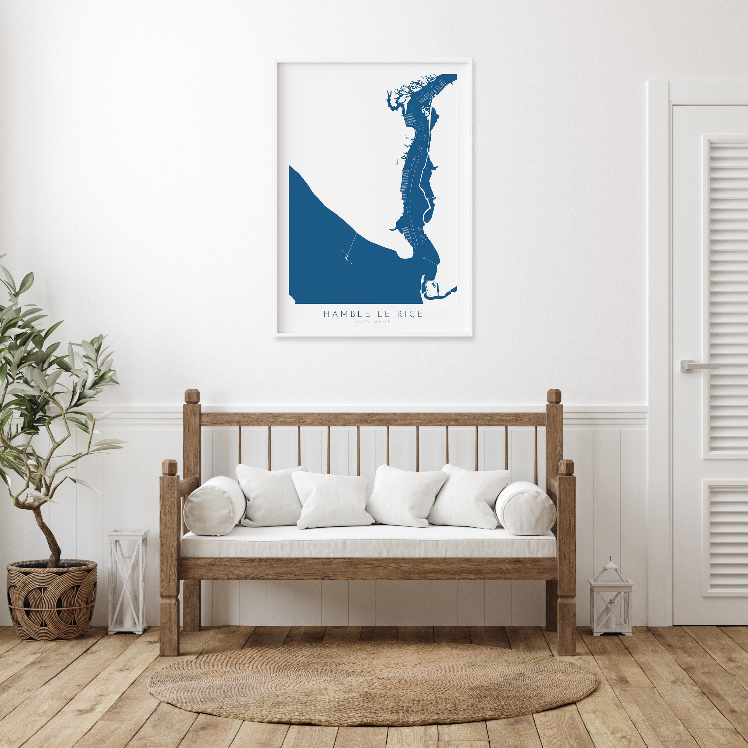 Hamble-le-Rice Map - River Hamble Map Art Print, Hampshire Map, Hamble Le Rice Map Art, Hampshire Art, Southampton Map, River Map Art, UK