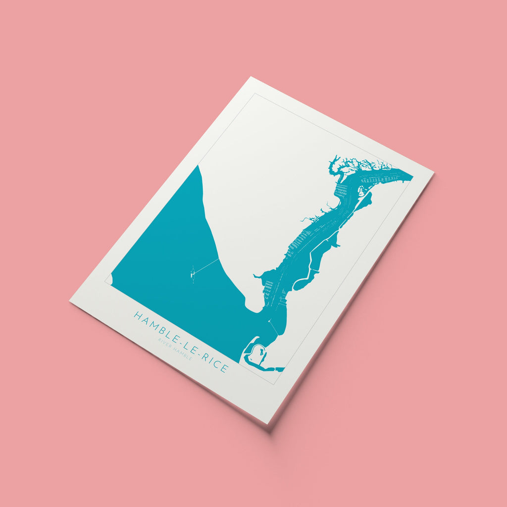 Hamble-le-Rice Map - River Hamble Map Art Print, Hampshire Map, Hamble Le Rice Map Art, Hampshire Art, Southampton Map, River Map Art, UK