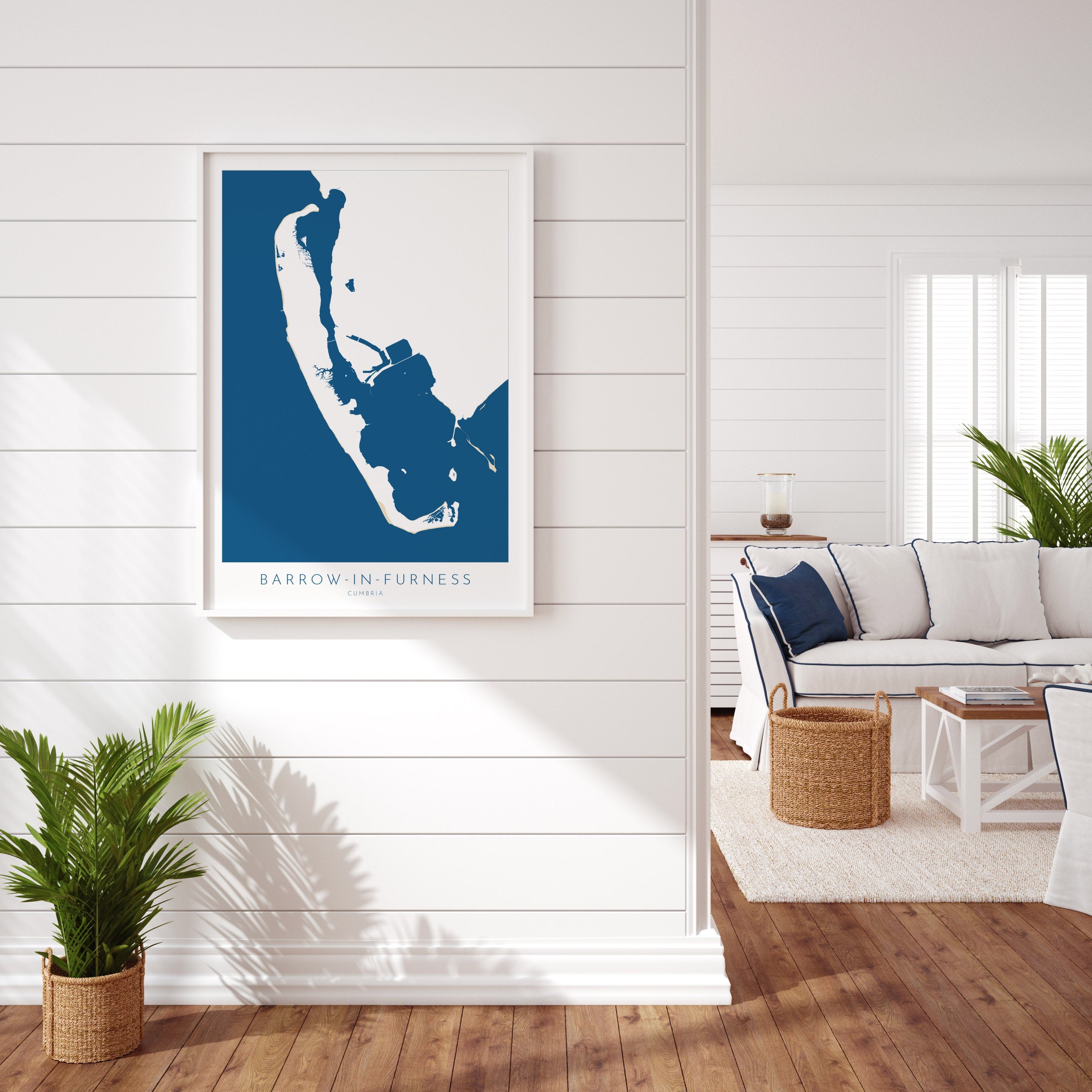 Barrow-in-Furness Map Art - Barrow-in-Furness Art Print, Cumbria Map Art, Cumbria Travel Poster, Nautical Décor, UK Coast