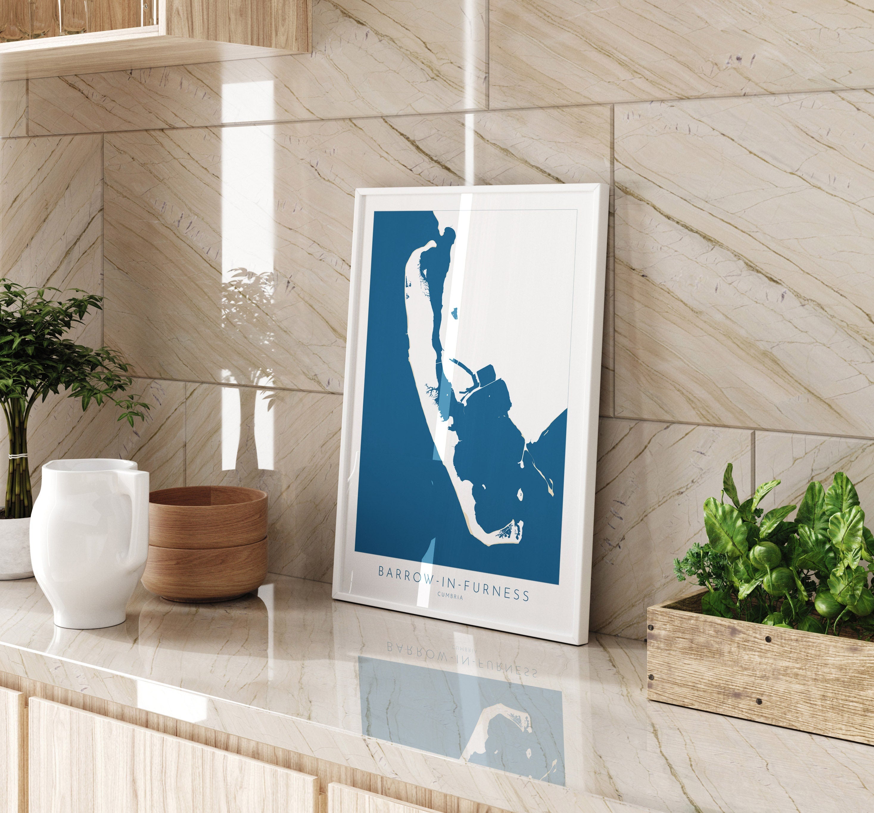 Barrow-in-Furness Map Art - Barrow-in-Furness Art Print, Cumbria Map Art, Cumbria Travel Poster, Nautical Décor, UK Coast