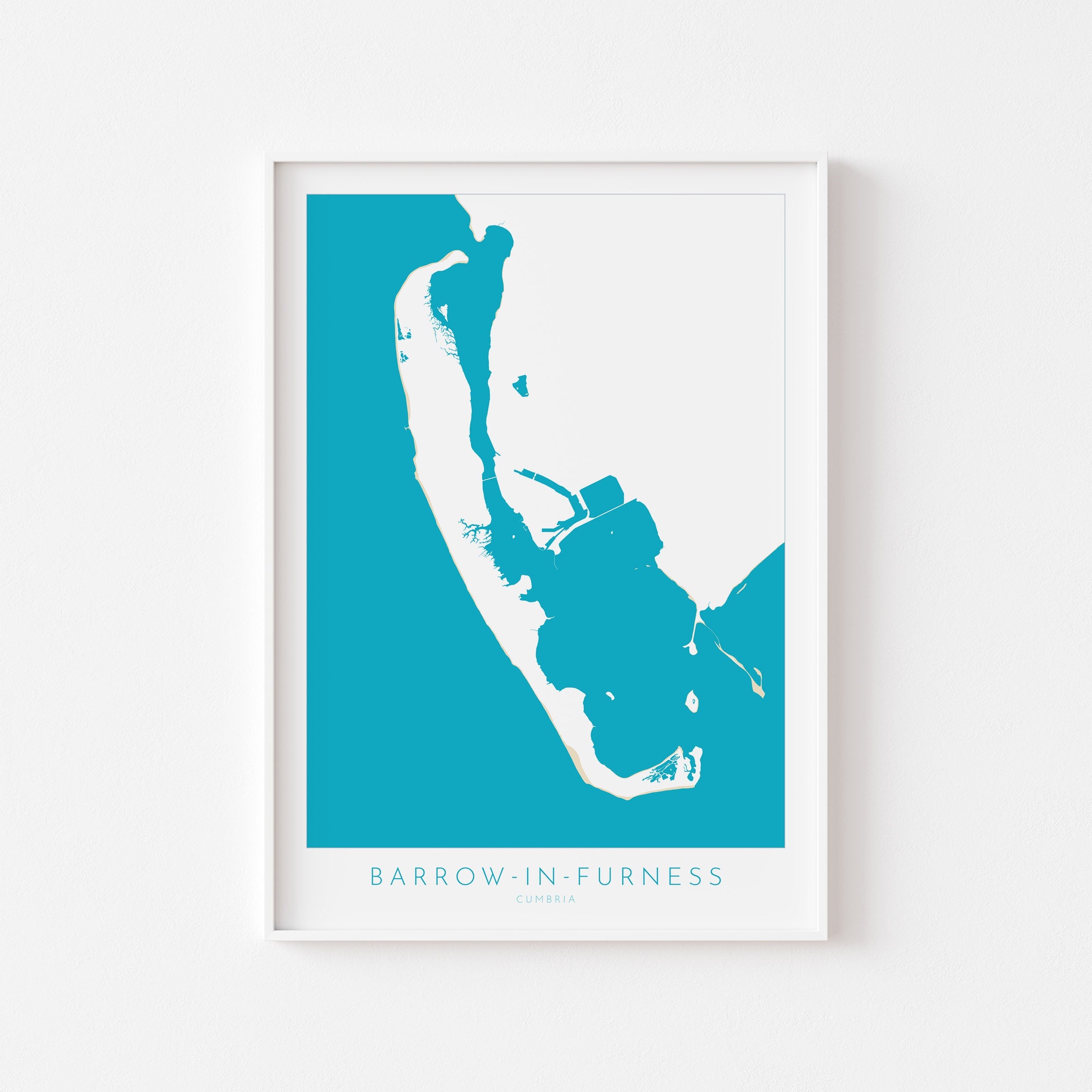 Barrow-in-Furness Map Art - Barrow-in-Furness Art Print, Cumbria Map Art, Cumbria Travel Poster, Nautical Décor, UK Coast