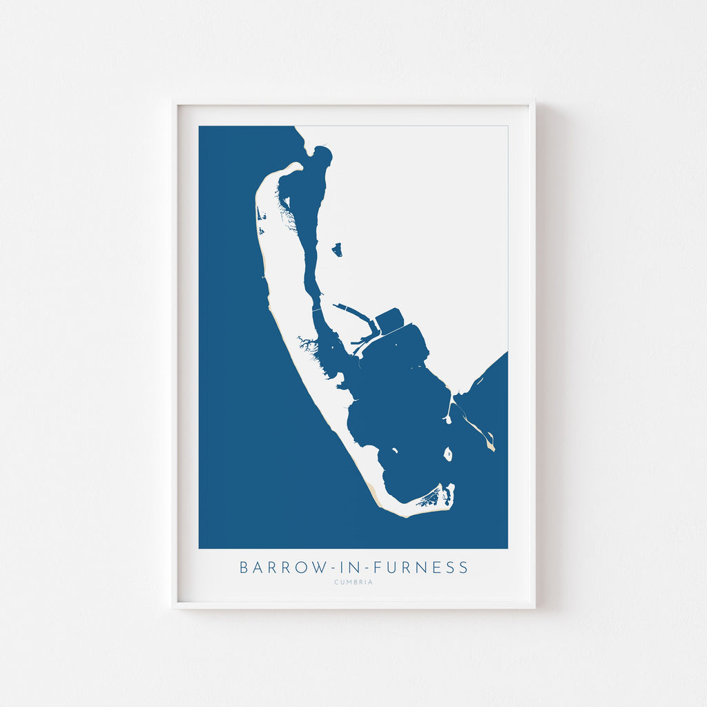 Barrow-in-Furness Map Art - Barrow-in-Furness Art Print, Cumbria Map Art, Cumbria Travel Poster, Nautical Décor, UK Coast
