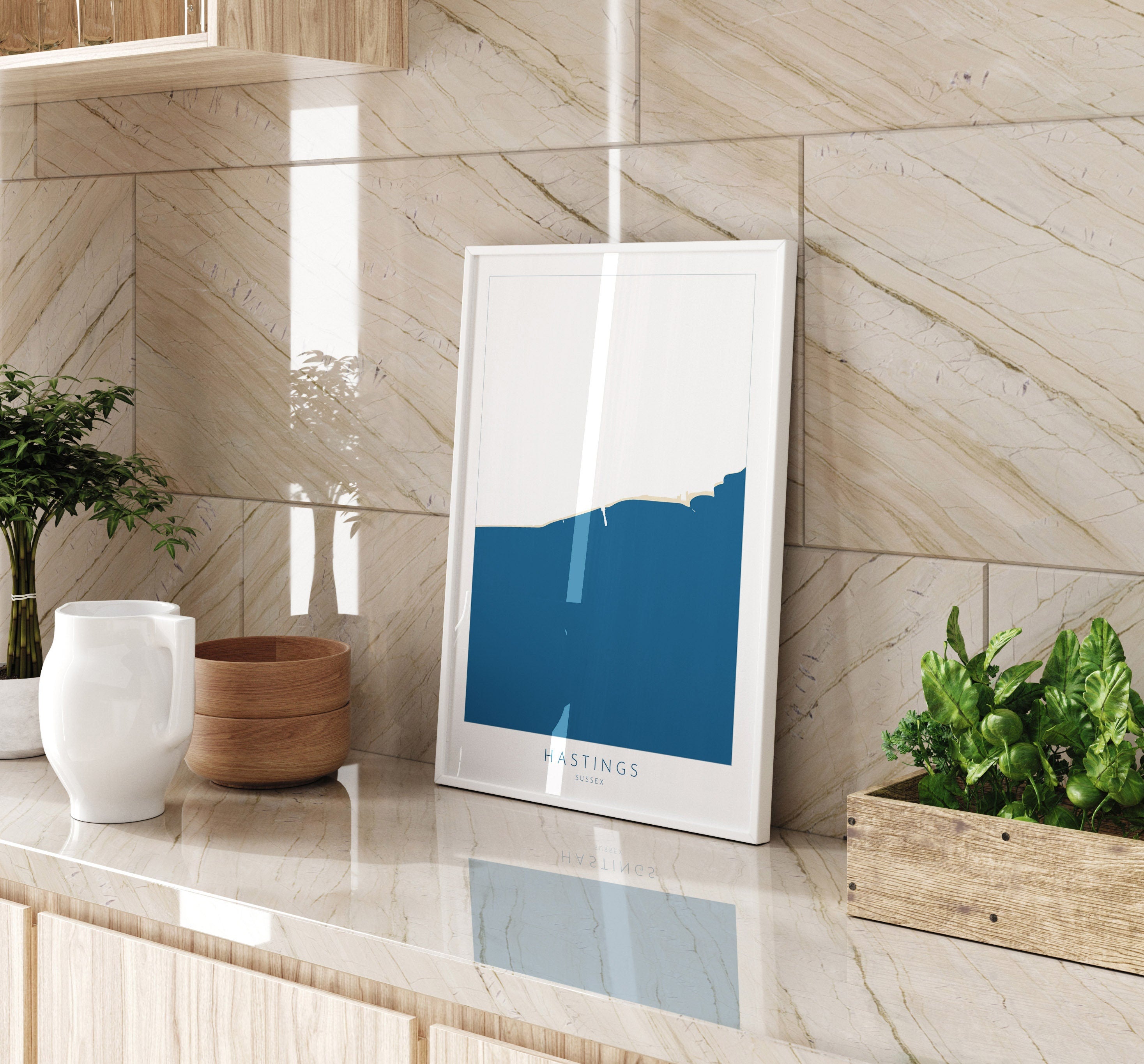 Hastings Map Print - Hasting Art Poster, East Sussex Map Art, Hastings Travel Poster, Sussex Coast, A1, A2, A3, A4, Hastings Beach