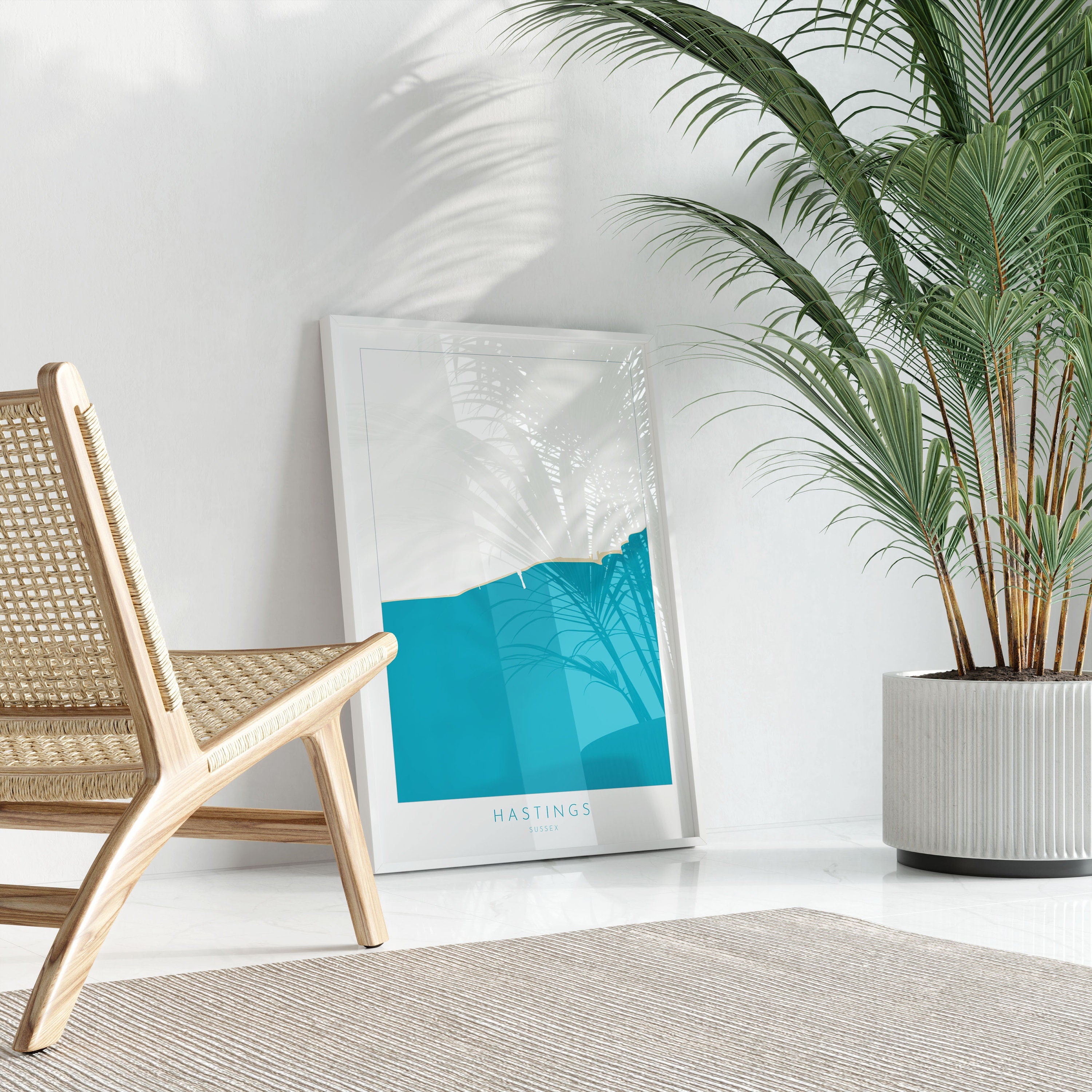 Hastings Map Print - Hasting Art Poster, East Sussex Map Art, Hastings Travel Poster, Sussex Coast, A1, A2, A3, A4, Hastings Beach