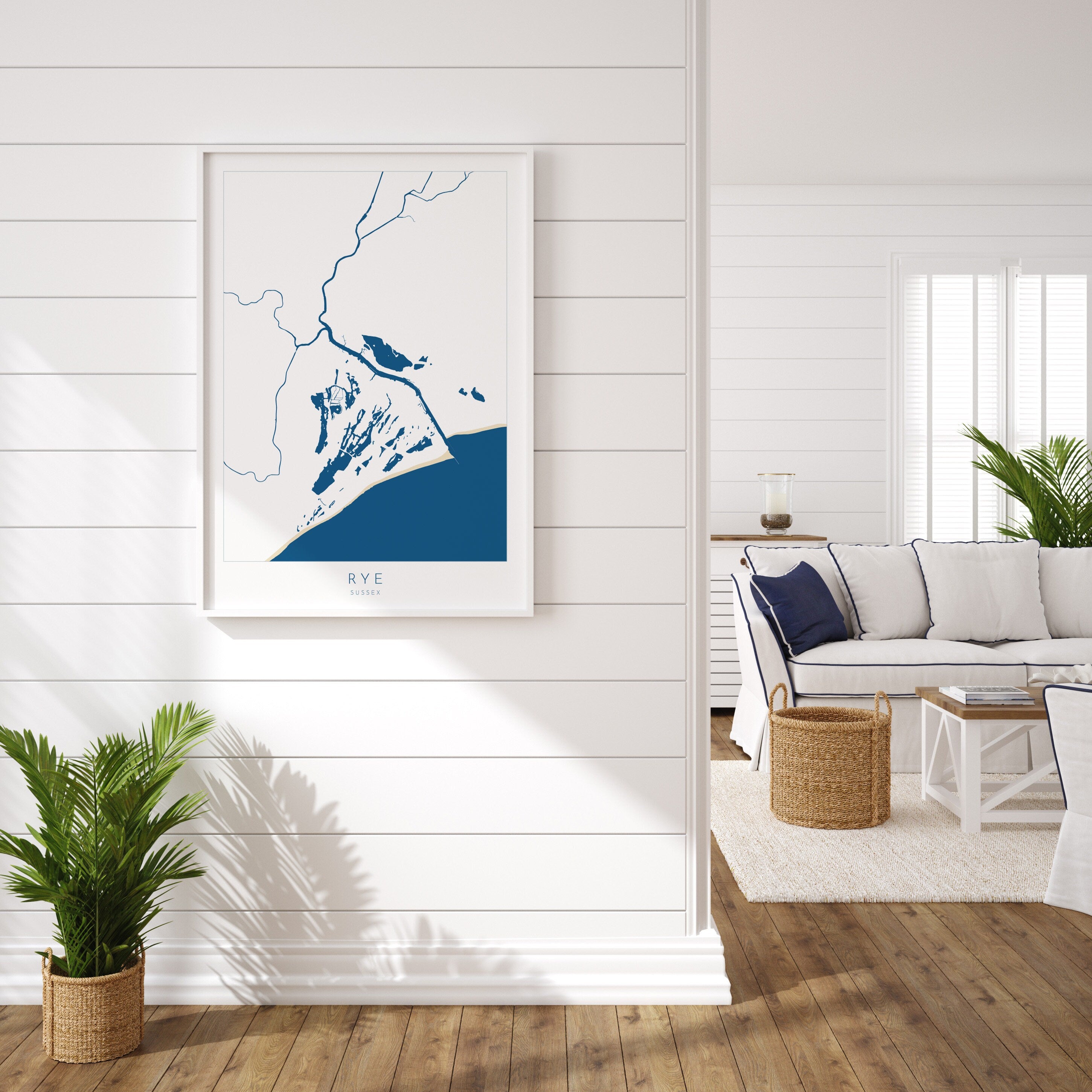 Rye Map Print - Rye Art Poster, East Sussex Map Art, Rye Travel Poster, Sussex Coast, A1, A2, A3, A4, Rye Harbour, River Rother Map