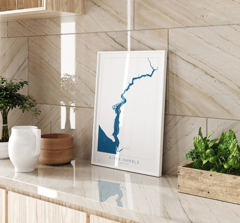 River Hamble Map - River Hamble Art Print, Hampshire Map, Hamble-Le-Rice Map Art, Hampshire Art, Southampton Art Map, River Map Art, UK