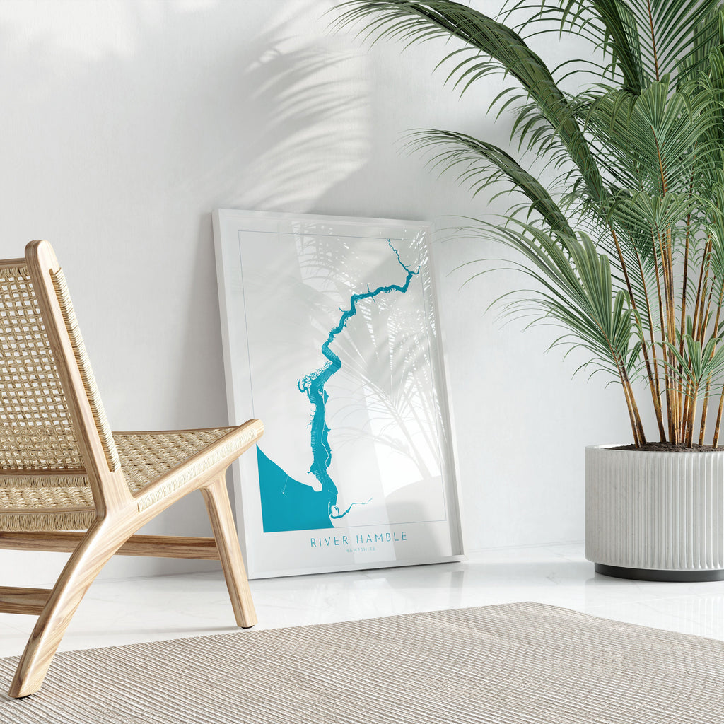 River Hamble Map - River Hamble Art Print, Hampshire Map, Hamble-Le-Rice Map Art, Hampshire Art, Southampton Art Map, River Map Art, UK