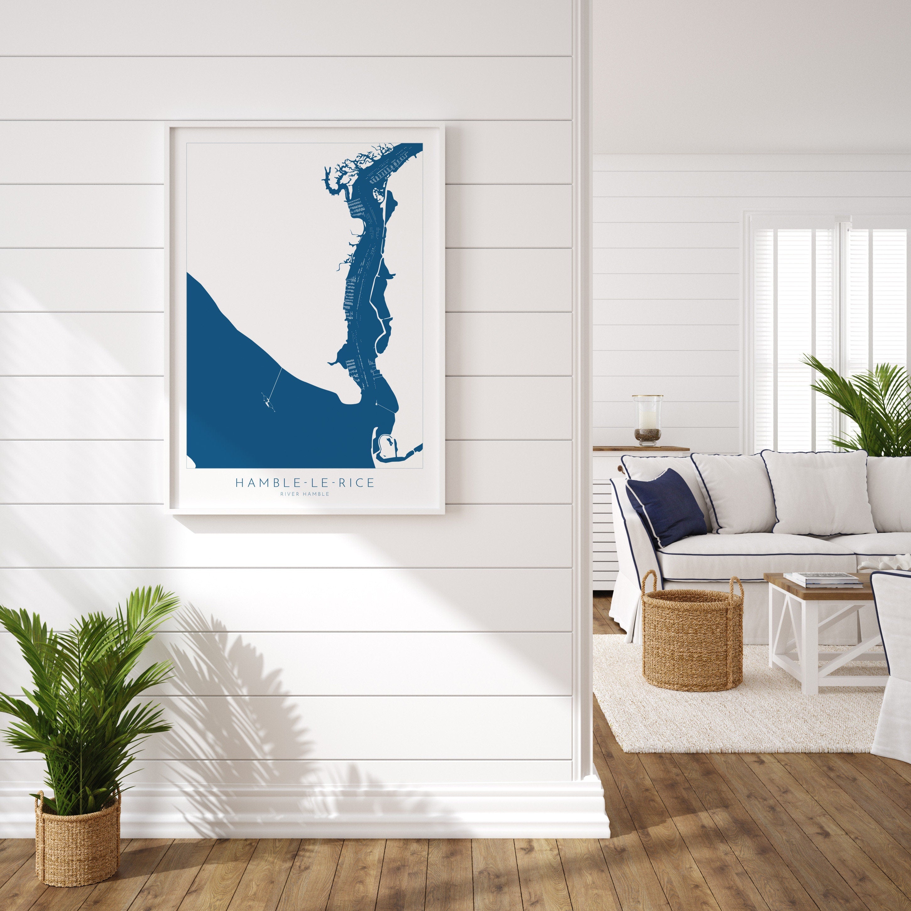 Hamble-le-Rice Map - River Hamble Map Art Print, Hampshire Map, Hamble Le Rice Map Art, Hampshire Art, Southampton Map, River Map Art, UK