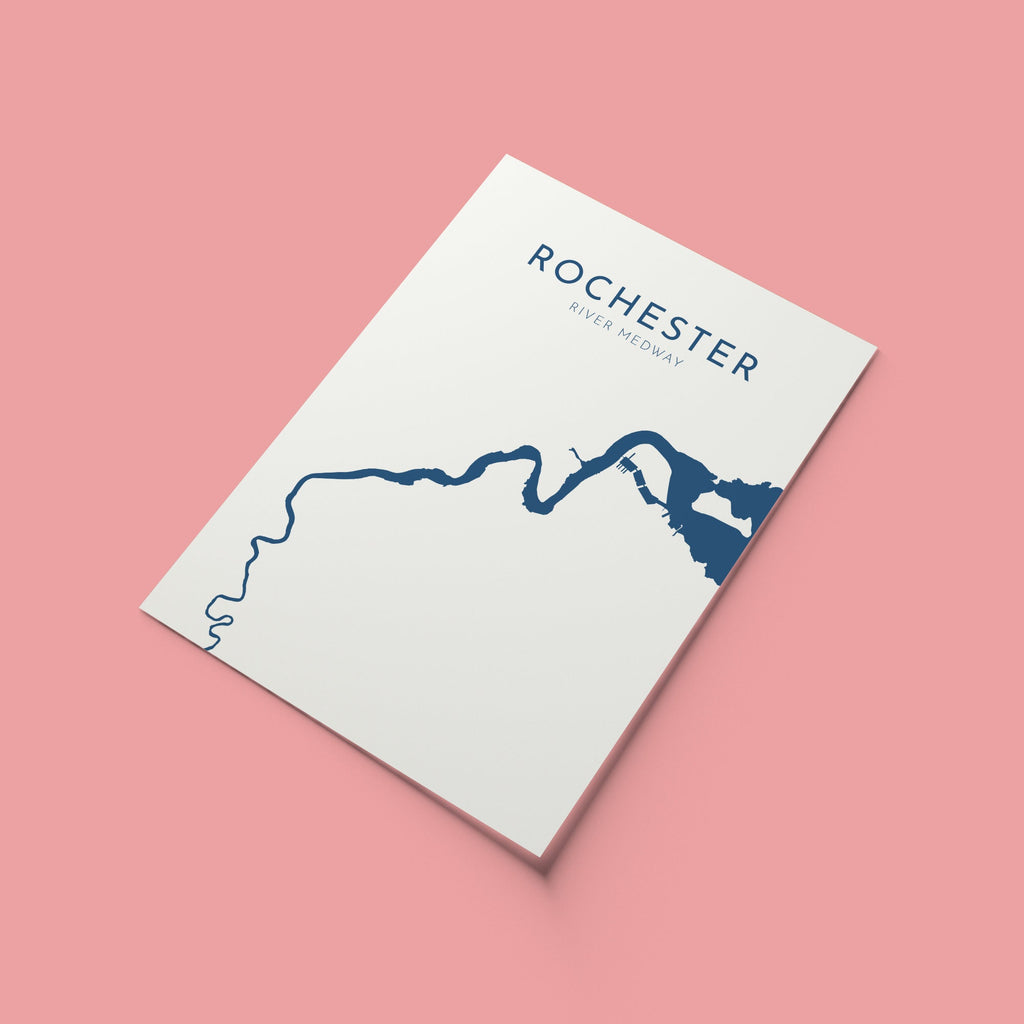 Rochester Map - River Medway Map Art Print, Kent Map, Rochester Kent Map Art, Chatham Art, River Map, River Art, UK