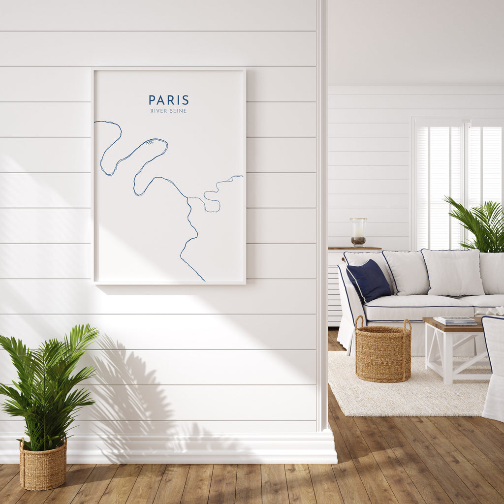 Paris Map - River Seine Map Art, Paris Art Print, City Map, Paris Art Print, Seine Map, River Art, France Map Art, Paris Travel Poster