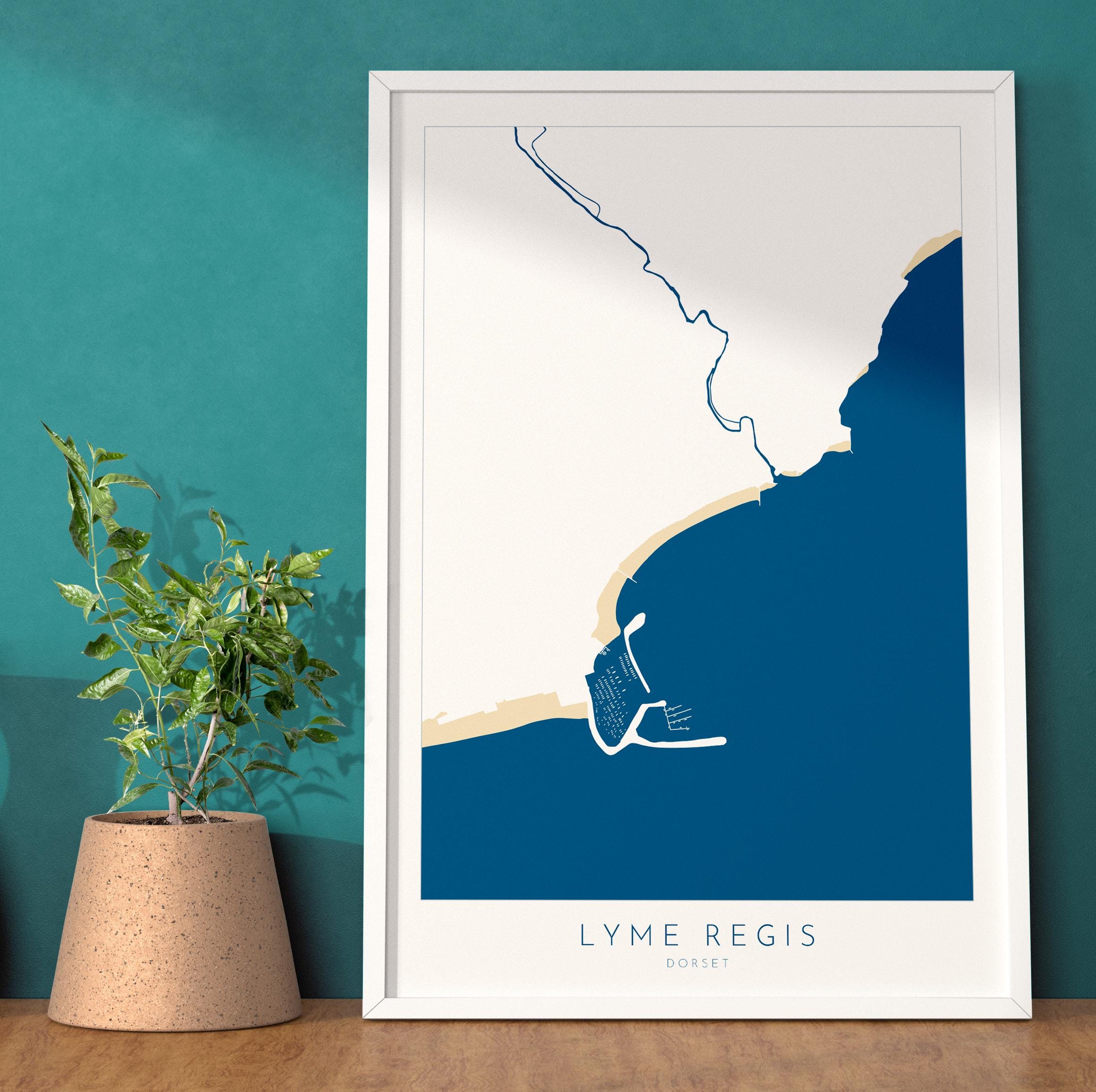 Lyme Regis Print - Dorset Map, Lyme Regis Art, Lyme Regis Map art, Lyme Regis Beach, Jurassic Coast Map, Dorset Travel Poster