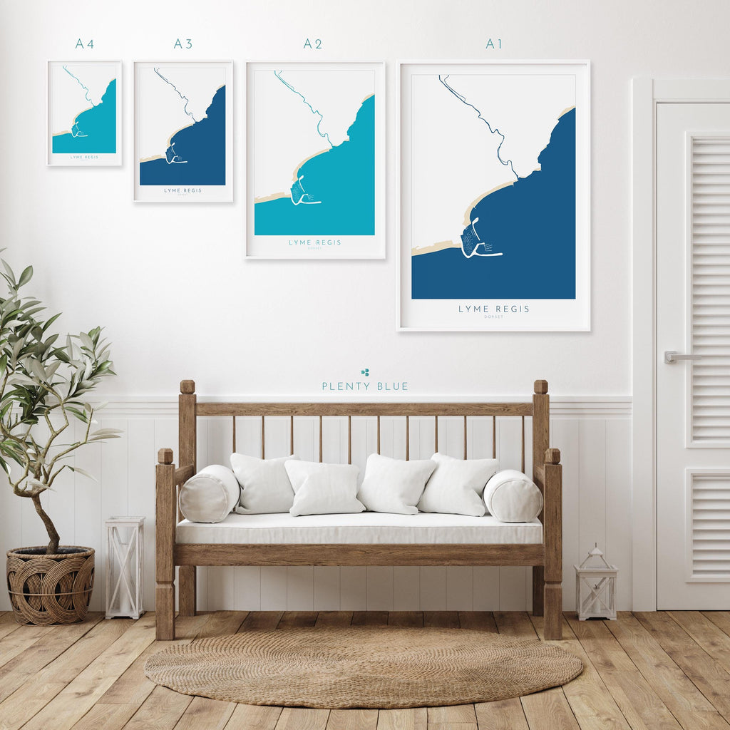 Lyme Regis Print - Dorset Map, Lyme Regis Art, Lyme Regis Map art, Lyme Regis Beach, Jurassic Coast Map, Dorset Travel Poster