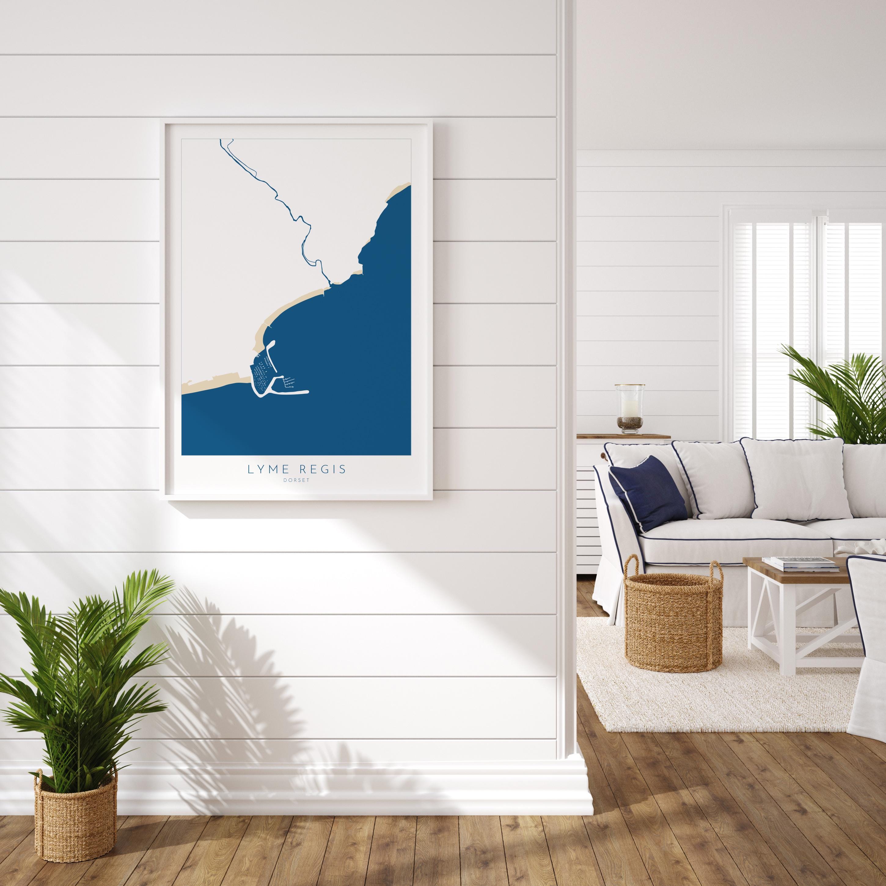 Lyme Regis Print - Dorset Map, Lyme Regis Art, Lyme Regis Map art, Lyme Regis Beach, Jurassic Coast Map, Dorset Travel Poster