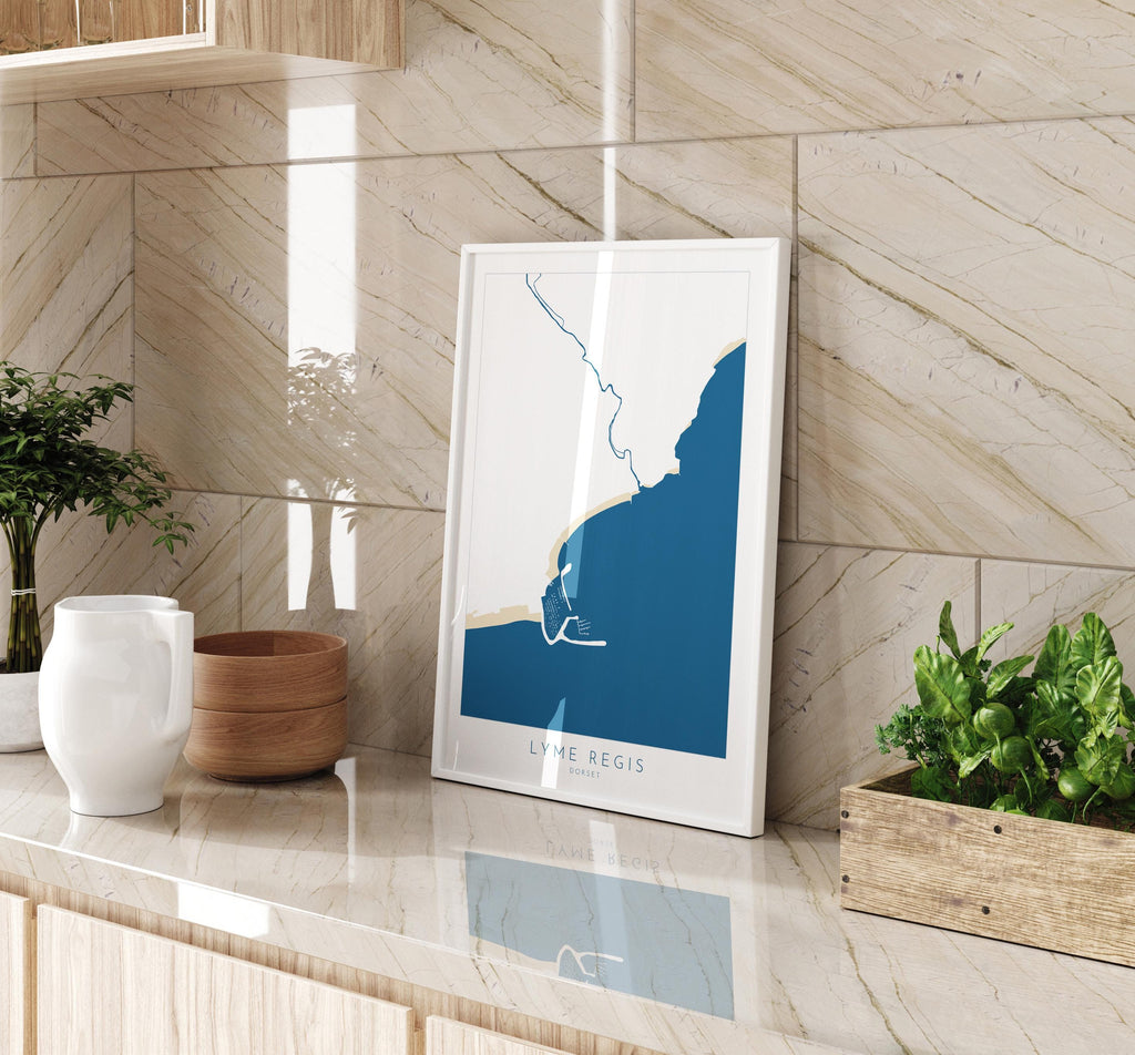Lyme Regis Print - Dorset Map, Lyme Regis Art, Lyme Regis Map art, Lyme Regis Beach, Jurassic Coast Map, Dorset Travel Poster