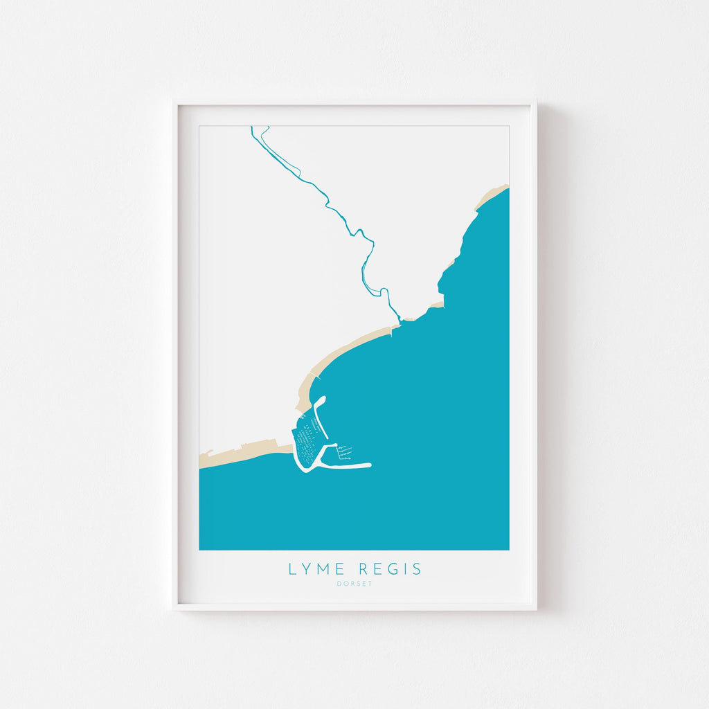 Lyme Regis Print - Dorset Map, Lyme Regis Art, Lyme Regis Map art, Lyme Regis Beach, Jurassic Coast Map, Dorset Travel Poster