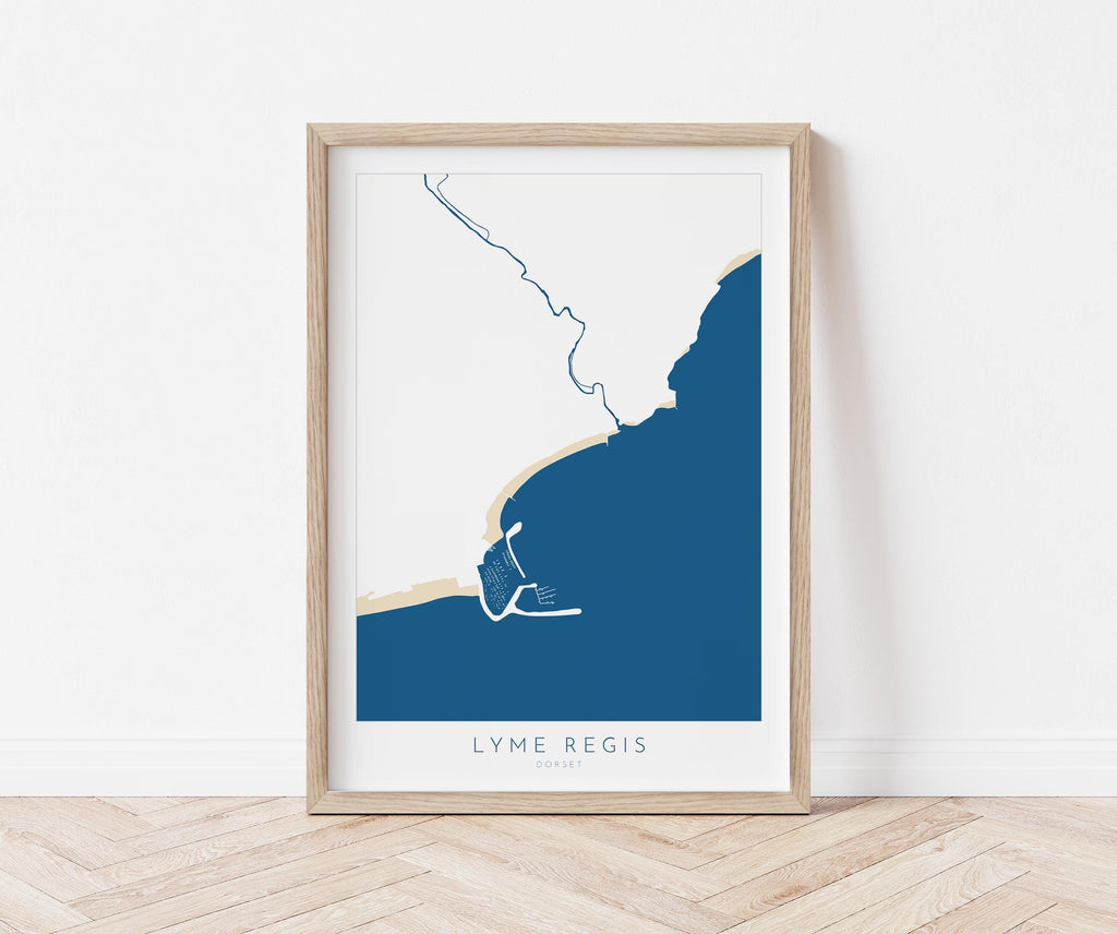 Lyme Regis Print - Dorset Map, Lyme Regis Art, Lyme Regis Map art, Lyme Regis Beach, Jurassic Coast Map, Dorset Travel Poster