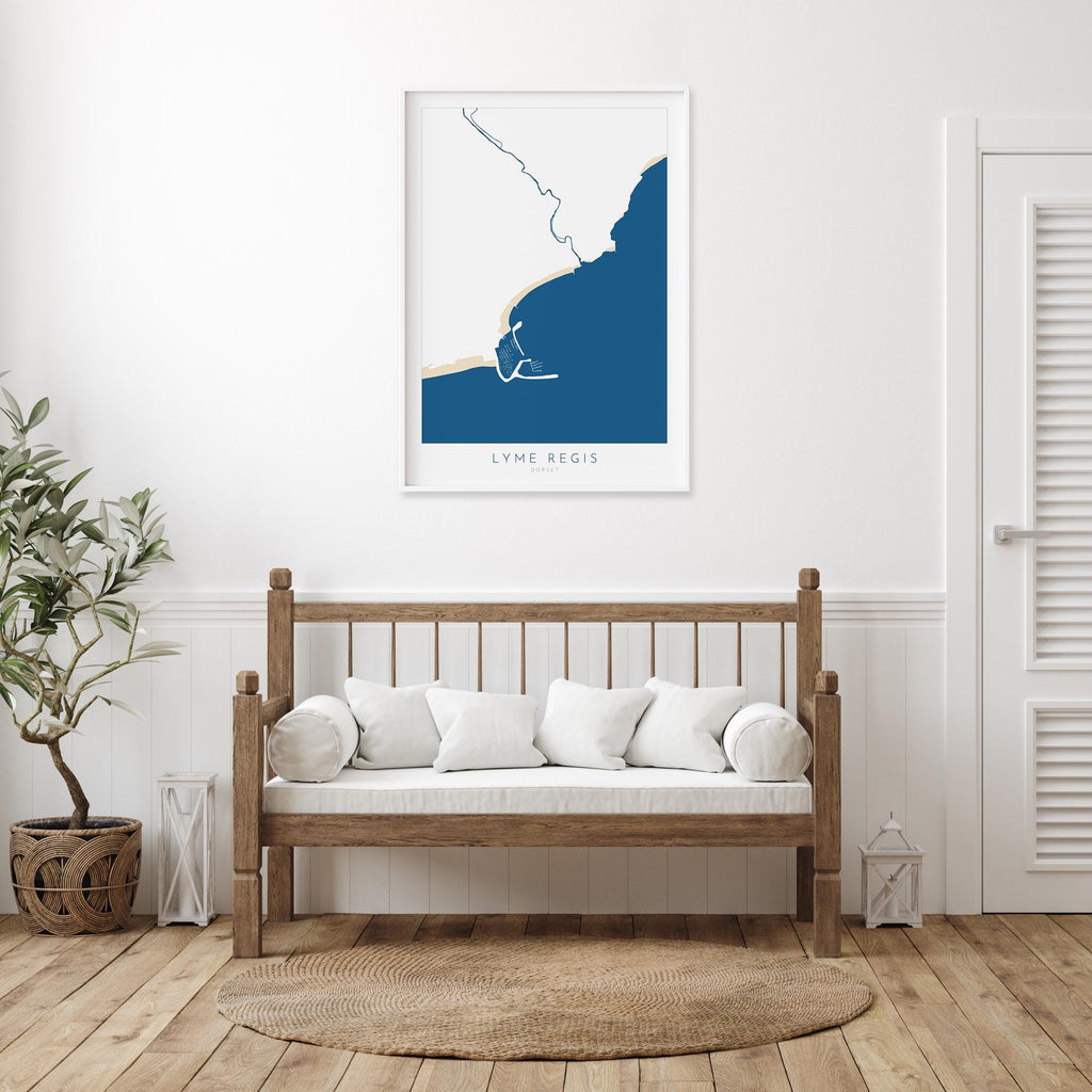Lyme Regis Print - Dorset Map, Lyme Regis Art, Lyme Regis Map art, Lyme Regis Beach, Jurassic Coast Map, Dorset Travel Poster