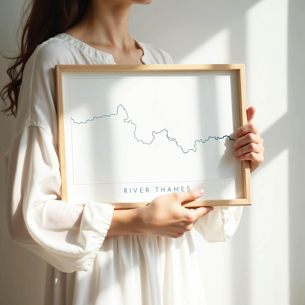 River Thames Print - Source to Sea, Thames Path Art, London Map, The River Thames Print, Thames Path National Trail, Henley, Oxford