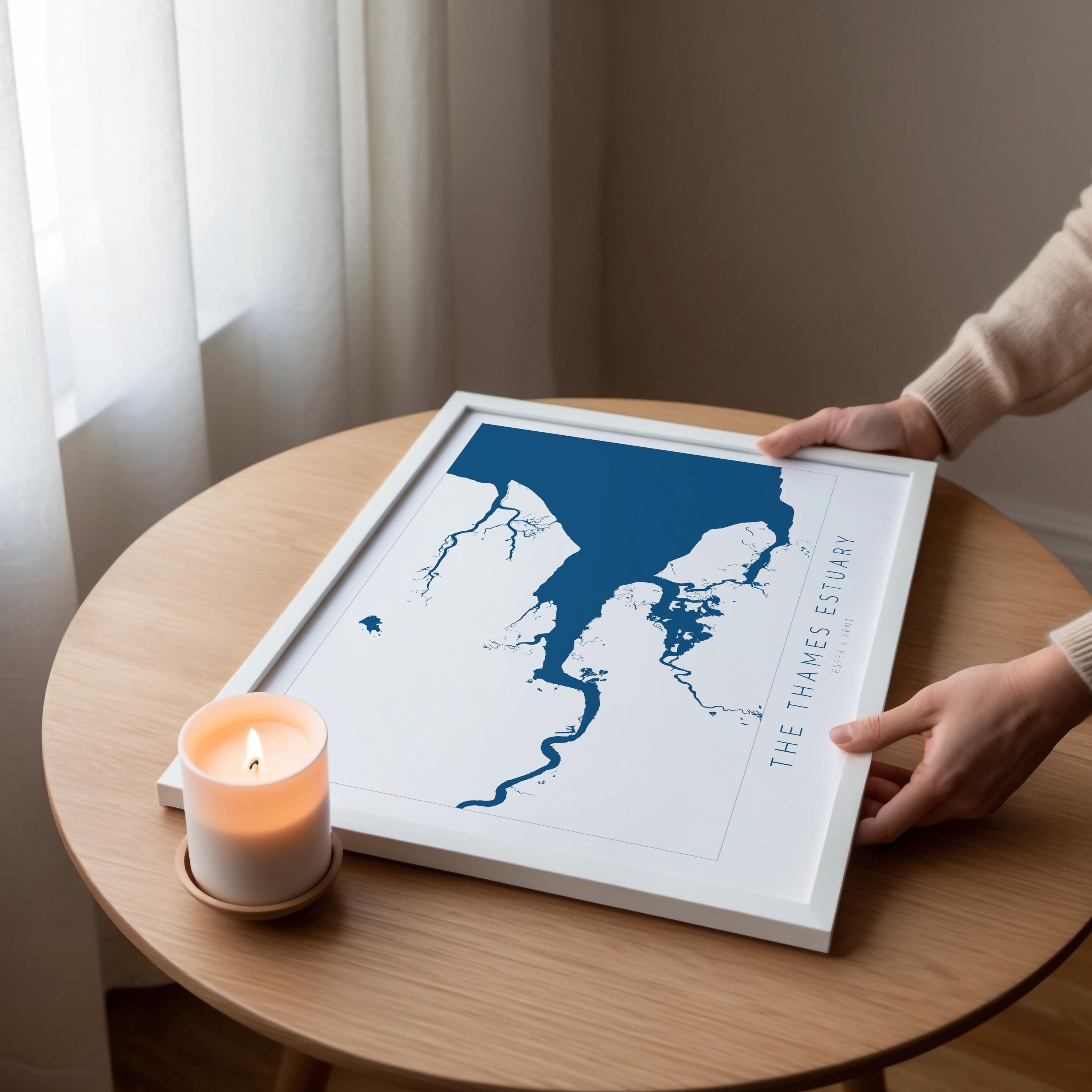 Thames Estuary Map Print - River Thames Map Art, Southend Art, UK River Art, Essex Map Art, Kent Coast Map, Travel Poster, UK Map Wall Art