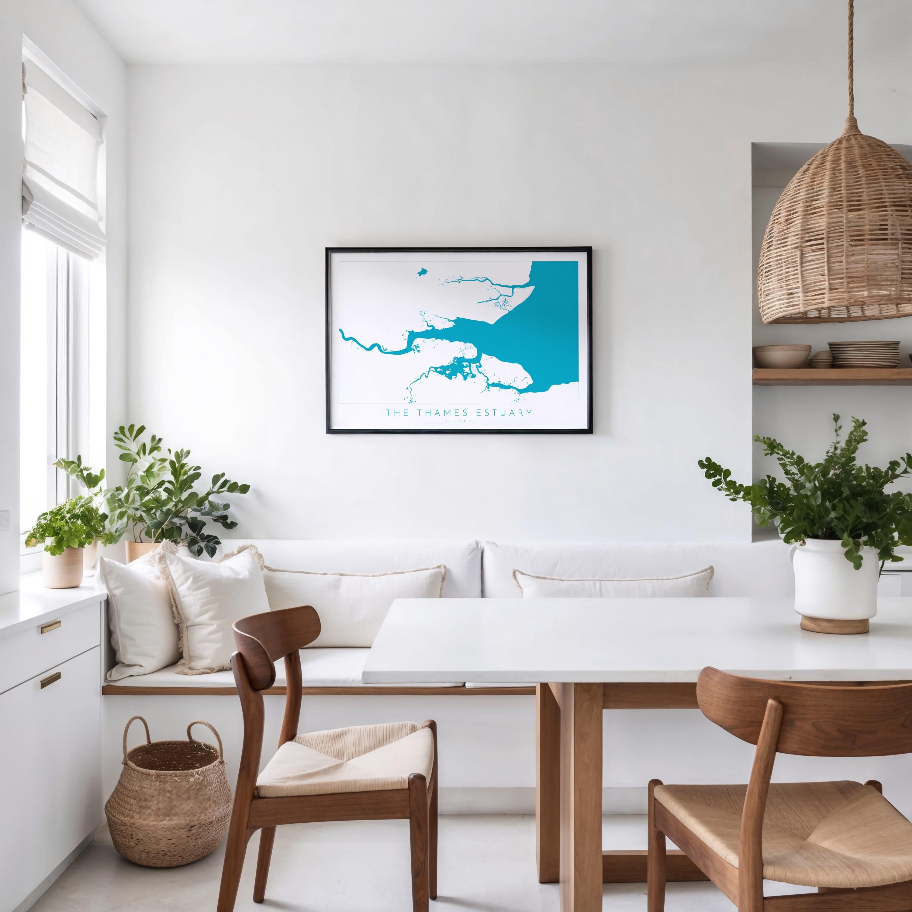 Thames Estuary Map Print - River Thames Map Art, Southend Art, UK River Art, Essex Map Art, Kent Coast Map, Travel Poster, UK Map Wall Art