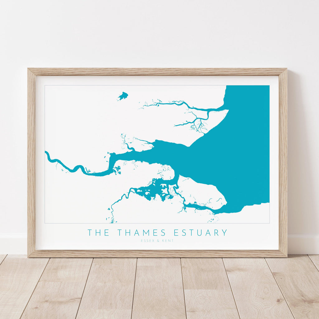 Thames Estuary Map Print - River Thames Map Art, Southend Art, UK River Art, Essex Map Art, Kent Coast Map, Travel Poster, UK Map Wall Art