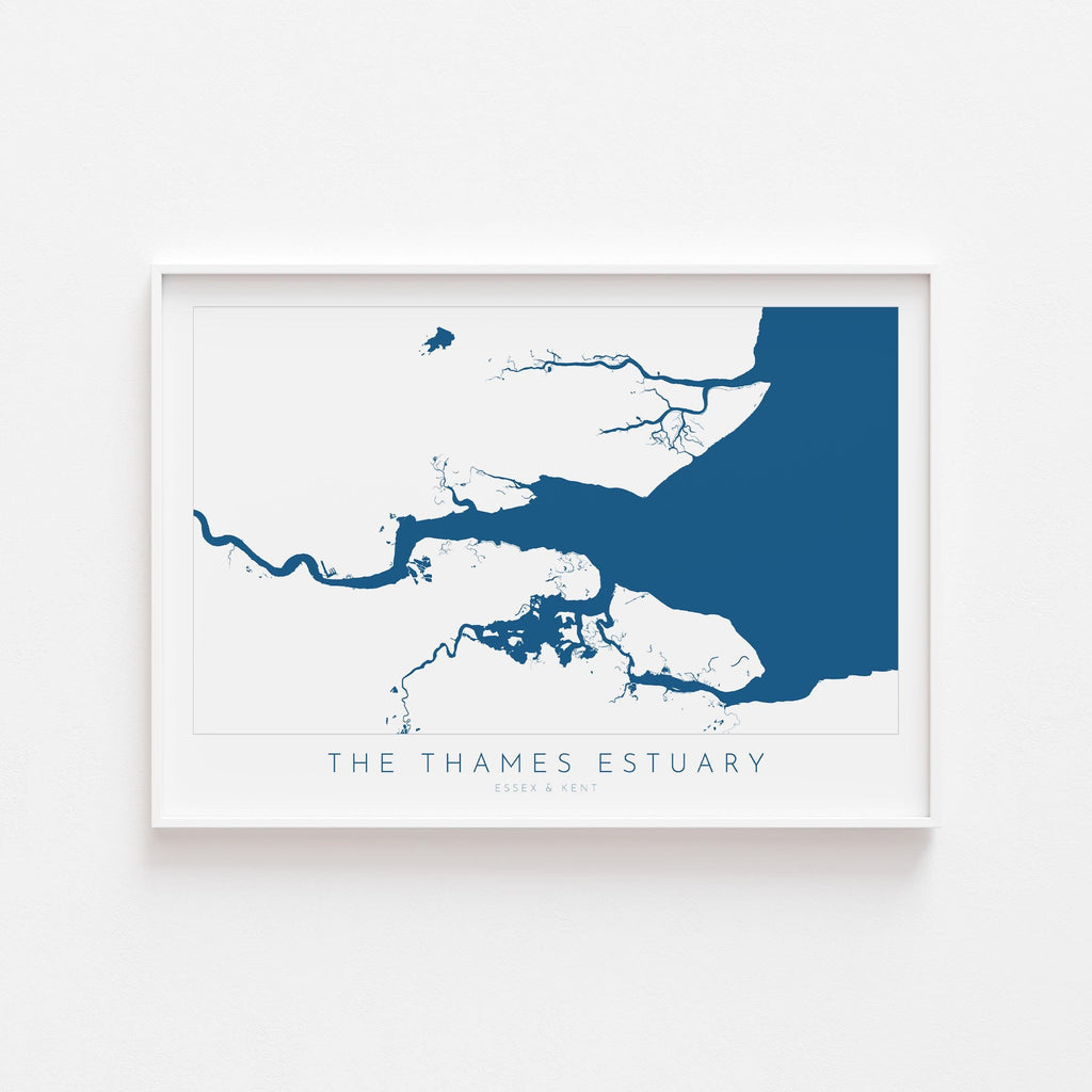 Thames Estuary Map Print - River Thames Map Art, Southend Art, UK River Art, Essex Map Art, Kent Coast Map, Travel Poster, UK Map Wall Art