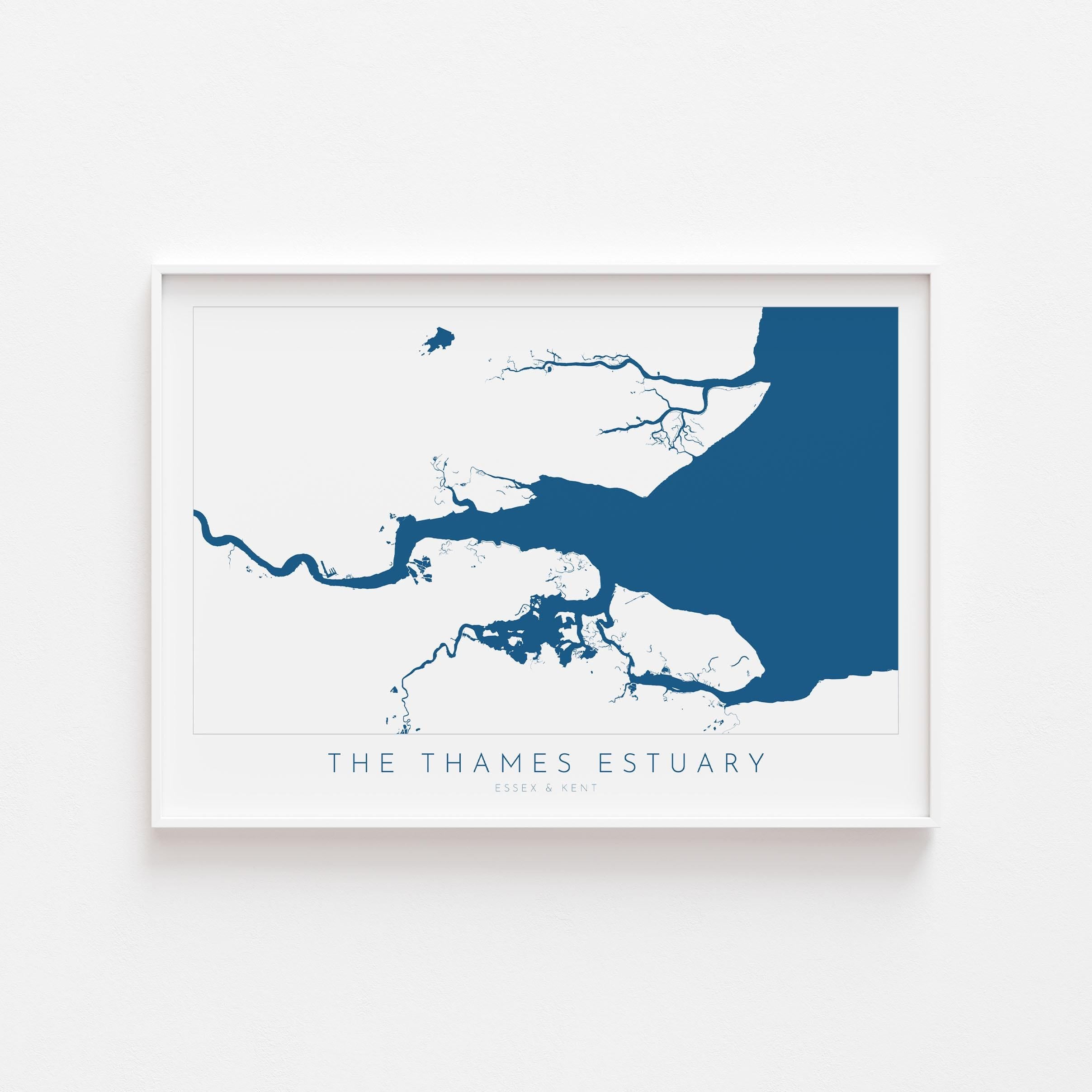 Thames Estuary Map Print - River Thames Map Art, Southend Art, UK River Art, Essex Map Art, Kent Coast Map, Travel Poster, UK Map Wall Art