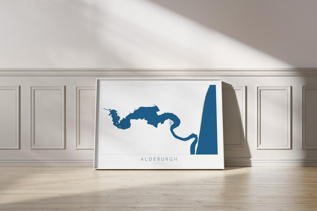 Aldeburgh Map Art - River Alde Map, Suffolk Map, Aldeburgh Art Poster, Suffolk Coast Print, Suffolk Travel Print, East Anglia, Sailing Gift