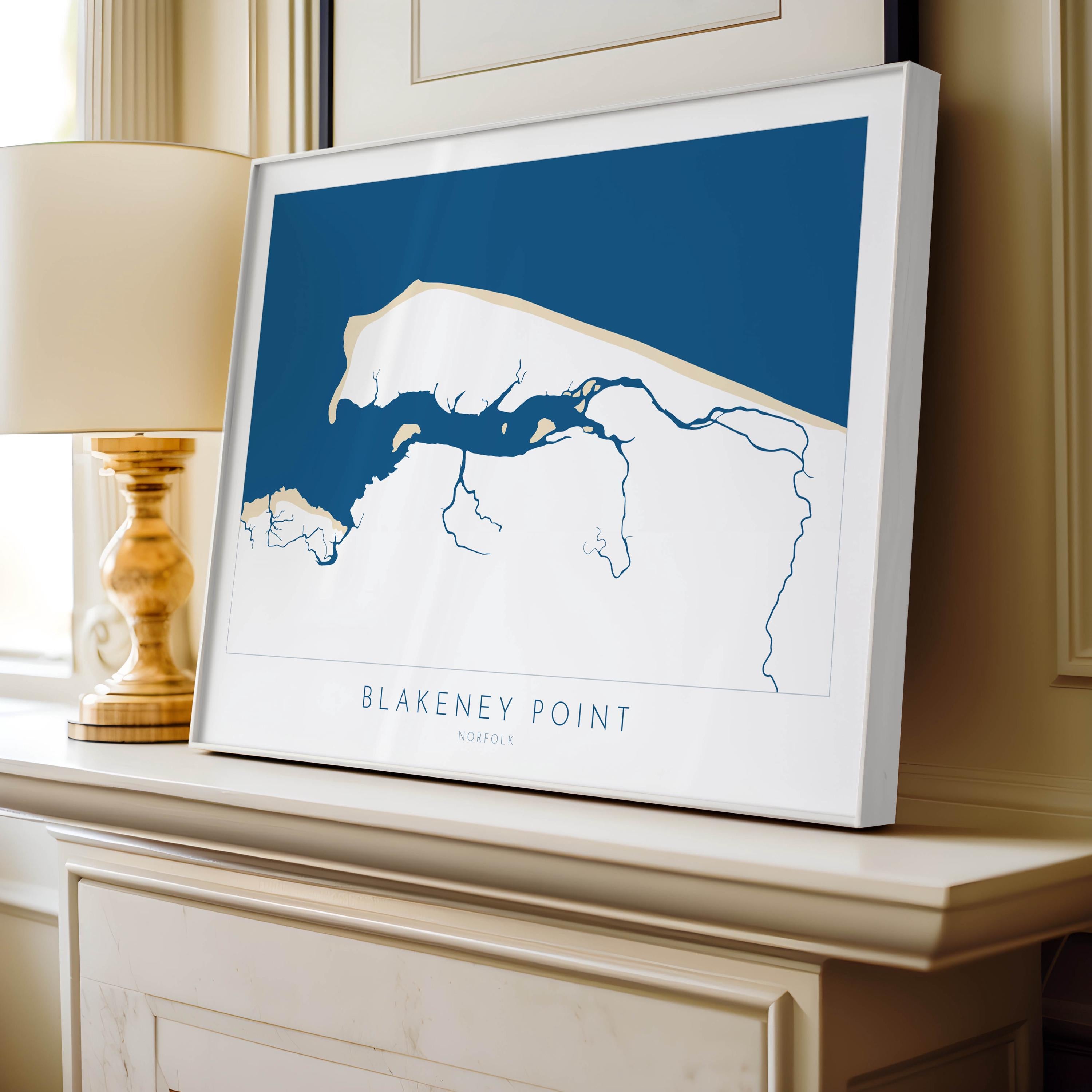 Blakeney Point Map Art - Norfolk Map Print, North Norfolk Art, Gift for Sailors & Holiday Homes UK, River Glaven, UK Coastal Wall Art