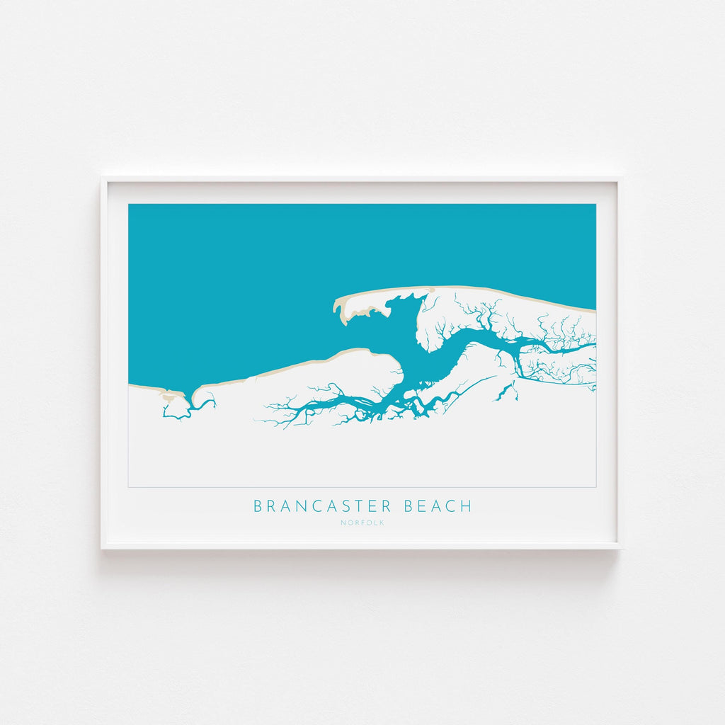 Brancaster Map Art - Norfolk Art, Brancaster Beach Art, North Norfolk Coast, Norfolk Gift UK, Norfolk Travel Print, Brancaster Staithe
