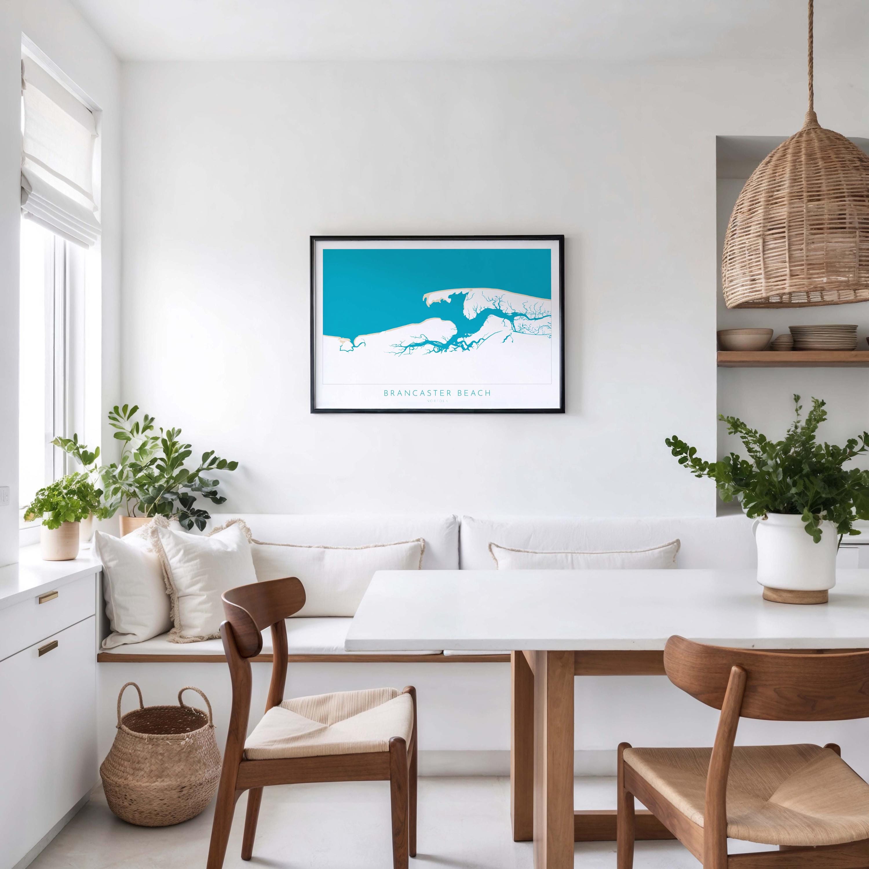 Brancaster Map Art - Norfolk Art, Brancaster Beach Art, North Norfolk Coast, Norfolk Gift UK, Norfolk Travel Print, Brancaster Staithe