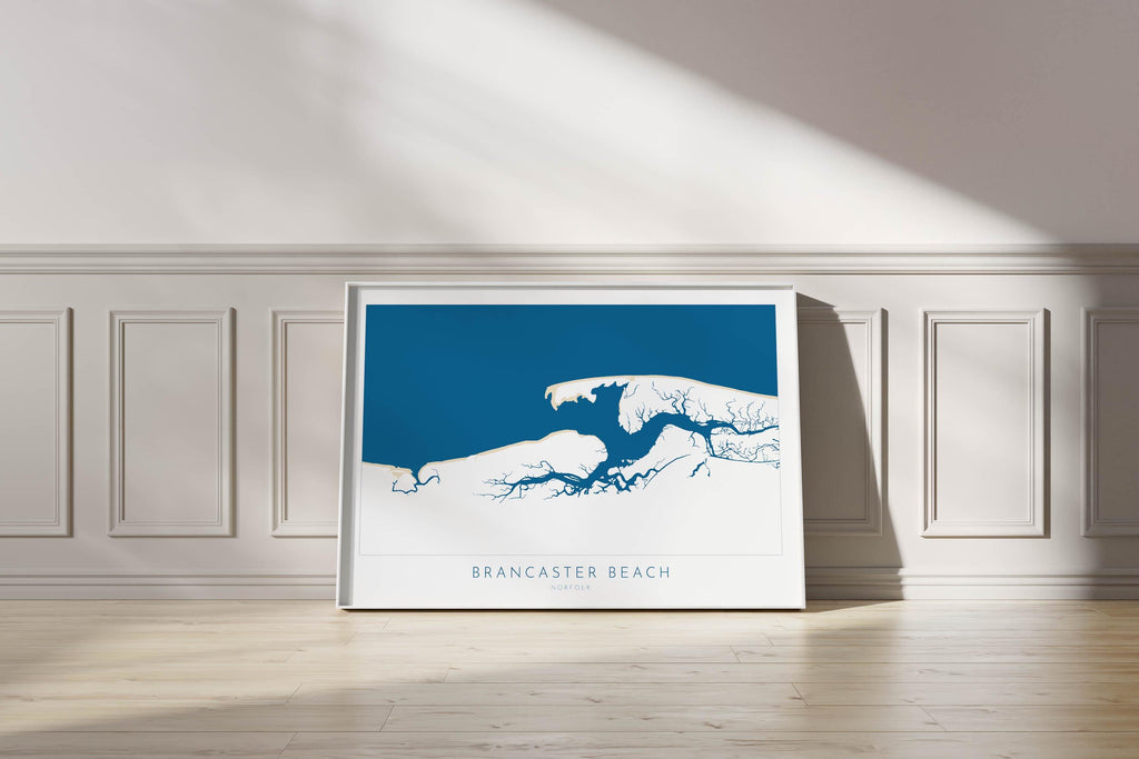 Brancaster Map Art - Norfolk Art, Brancaster Beach Art, North Norfolk Coast, Norfolk Gift UK, Norfolk Travel Print, Brancaster Staithe