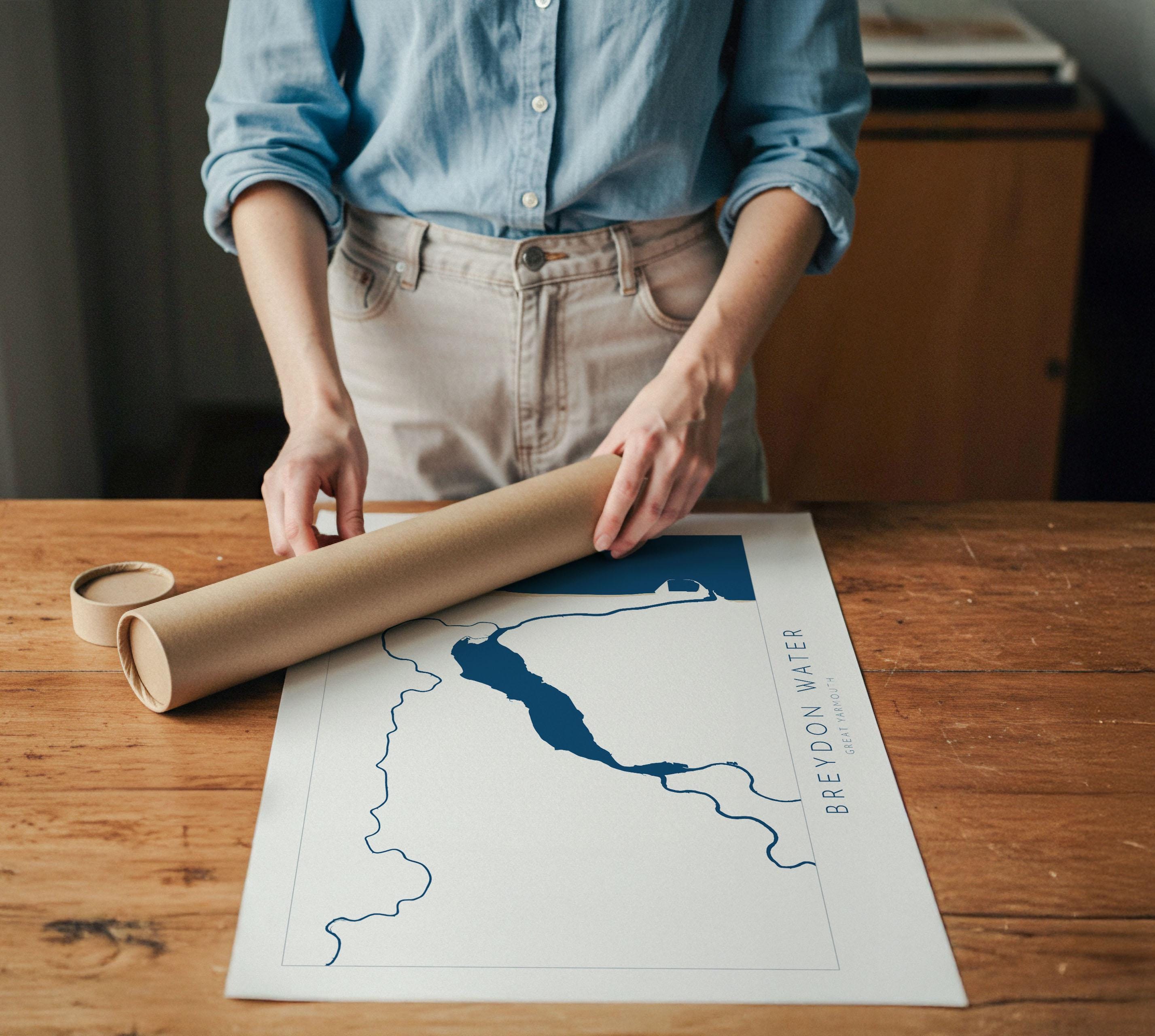 Great Yarmouth Map - Breydon Water Great Yarmouth, Norfolk Art Print, UK, Norfolk Map, River Yare, River Waveney, River Bure, River Map Art