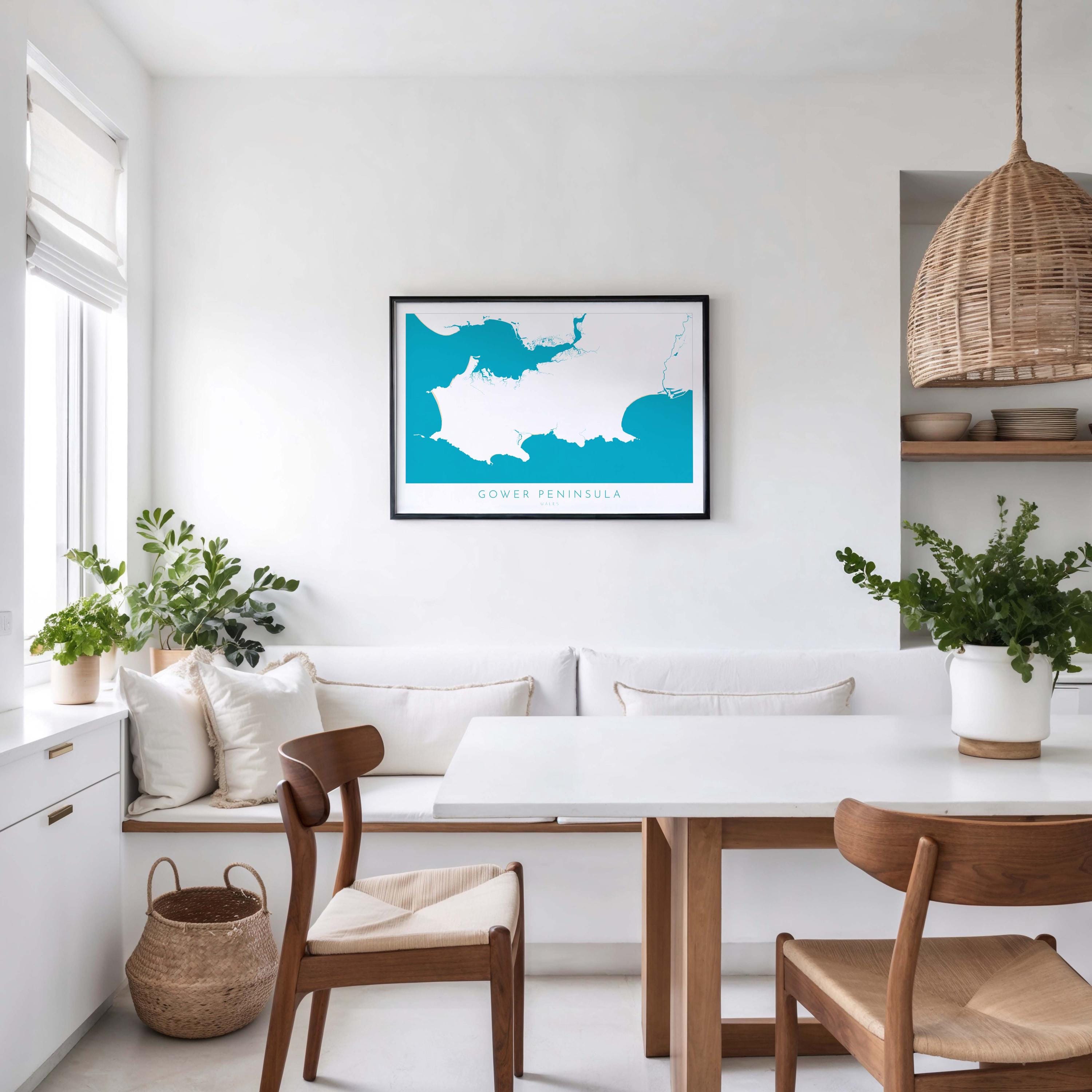 Gower Map Art - Wales Map, Gower Art Print, Mumbles Wall Art, Gower Peninsula Print, UK Coast Map, Wales Art, Welsh Gift, Rhossli Print