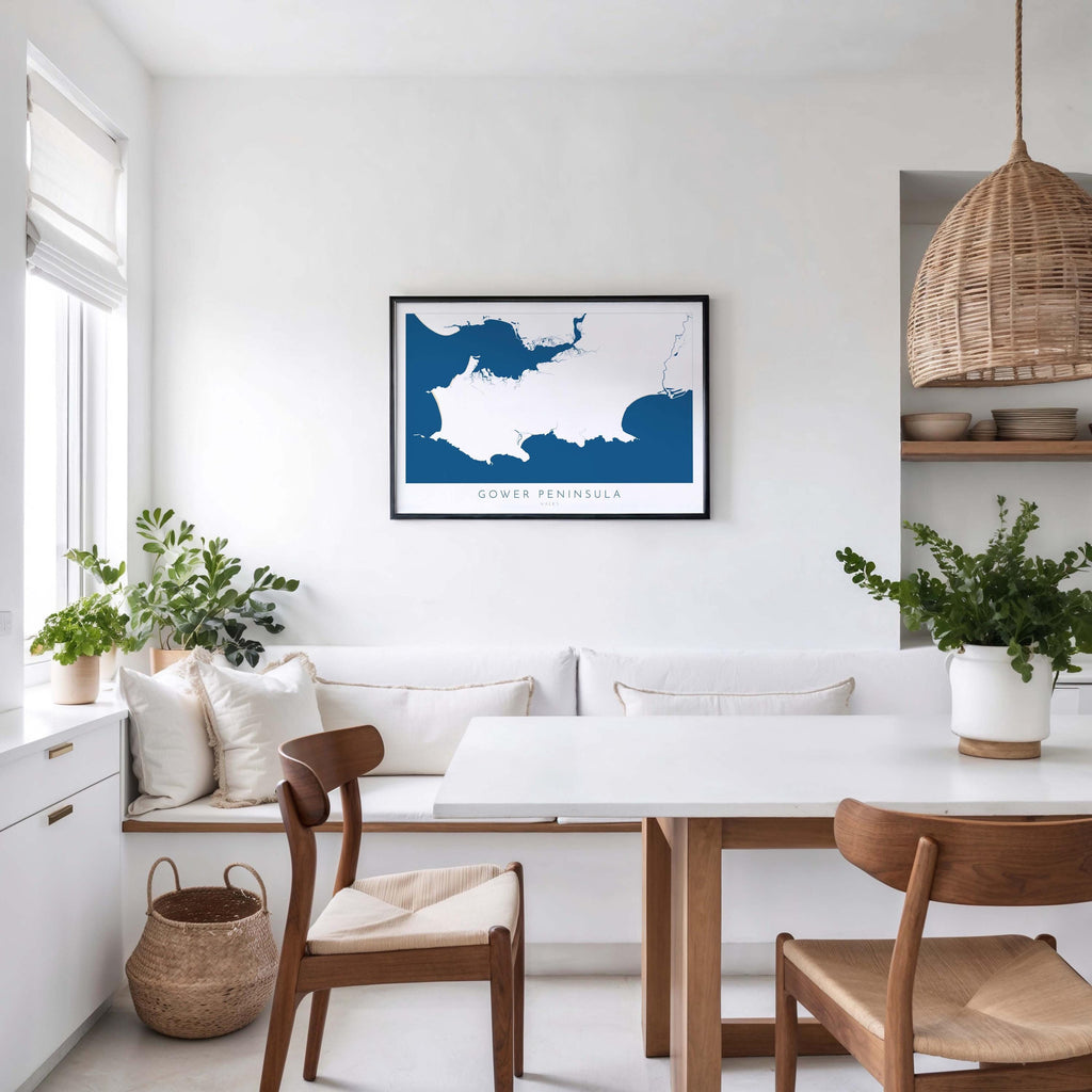 Gower Map Art - Wales Map, Gower Art Print, Mumbles Wall Art, Gower Peninsula Print, UK Coast Map, Wales Art, Welsh Gift, Rhossli Print