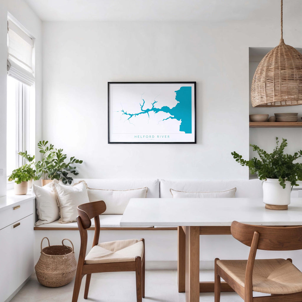 Helford River Map Art Print - Cornwall Map, Helford Travel Poster, Cornwall Poster, Lizard Peninsula Map, Cornish Coast Print, Cornwall Gift