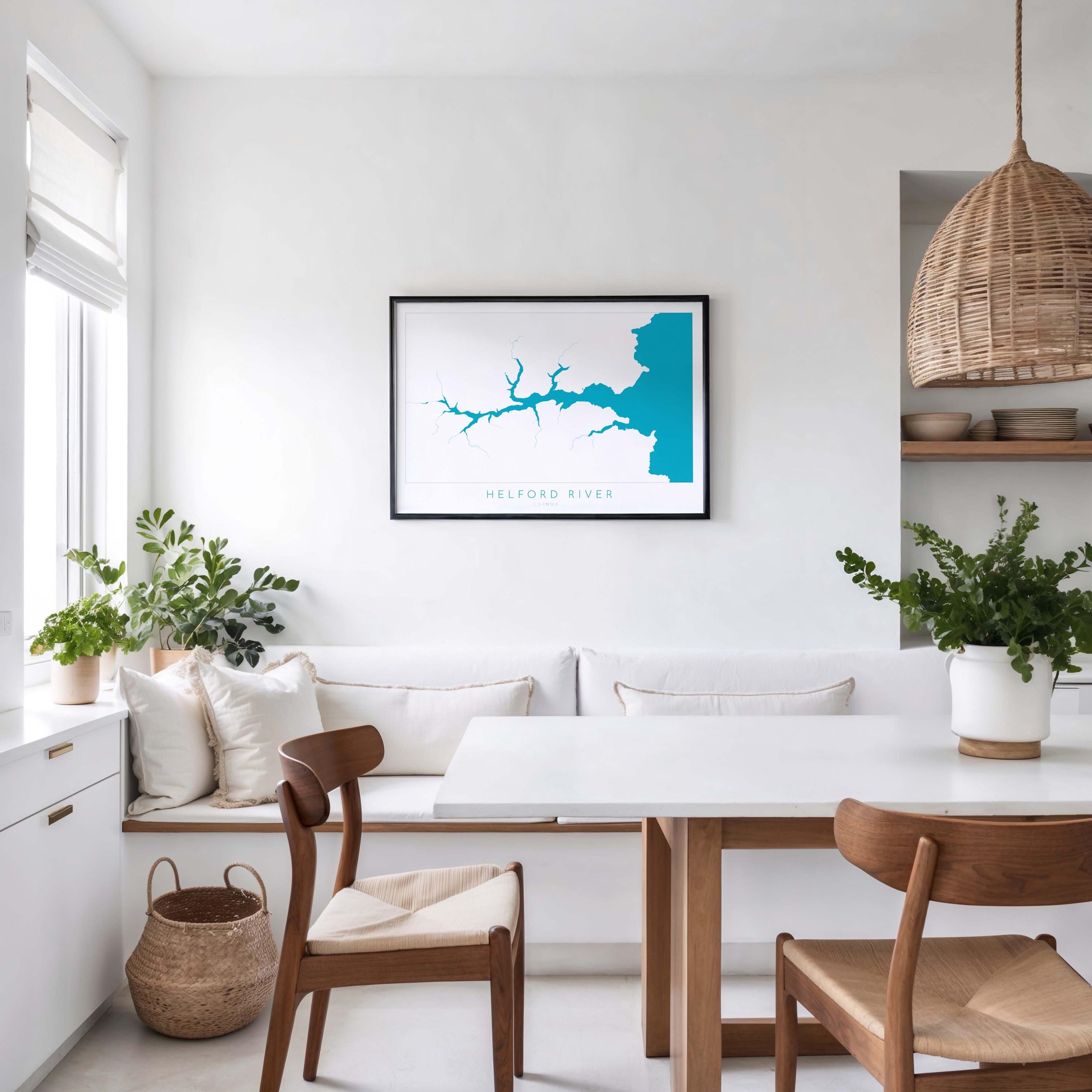 Helford River Map Art Print - Cornwall Map, Helford Travel Poster, Cornwall Poster, Lizard Peninsula Map, Cornish Coast Print, Cornwall Gift