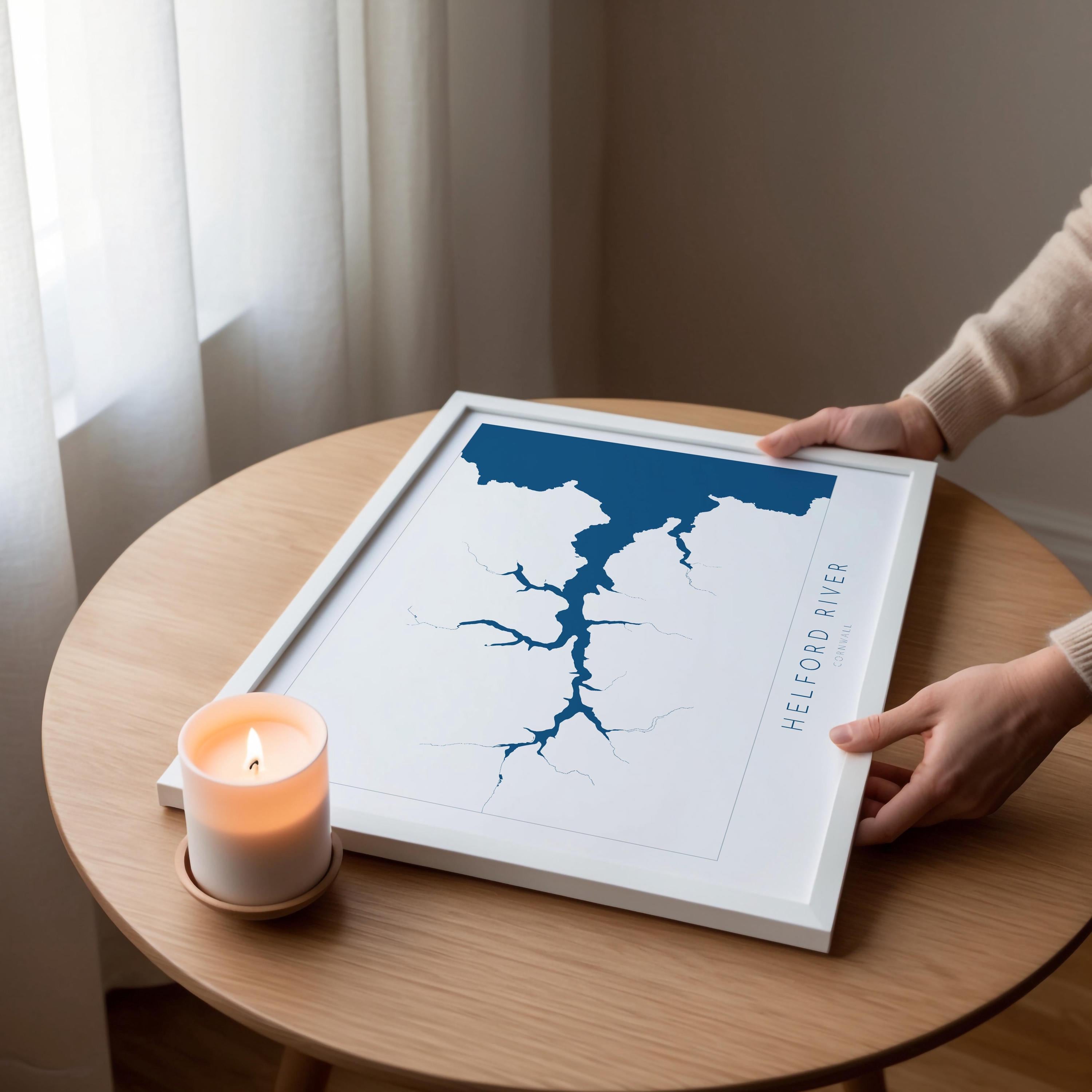 Helford River Map Art Print - Cornwall Map, Helford Travel Poster, Cornwall Poster, Lizard Peninsula Map, Cornish Coast Print, Cornwall Gift