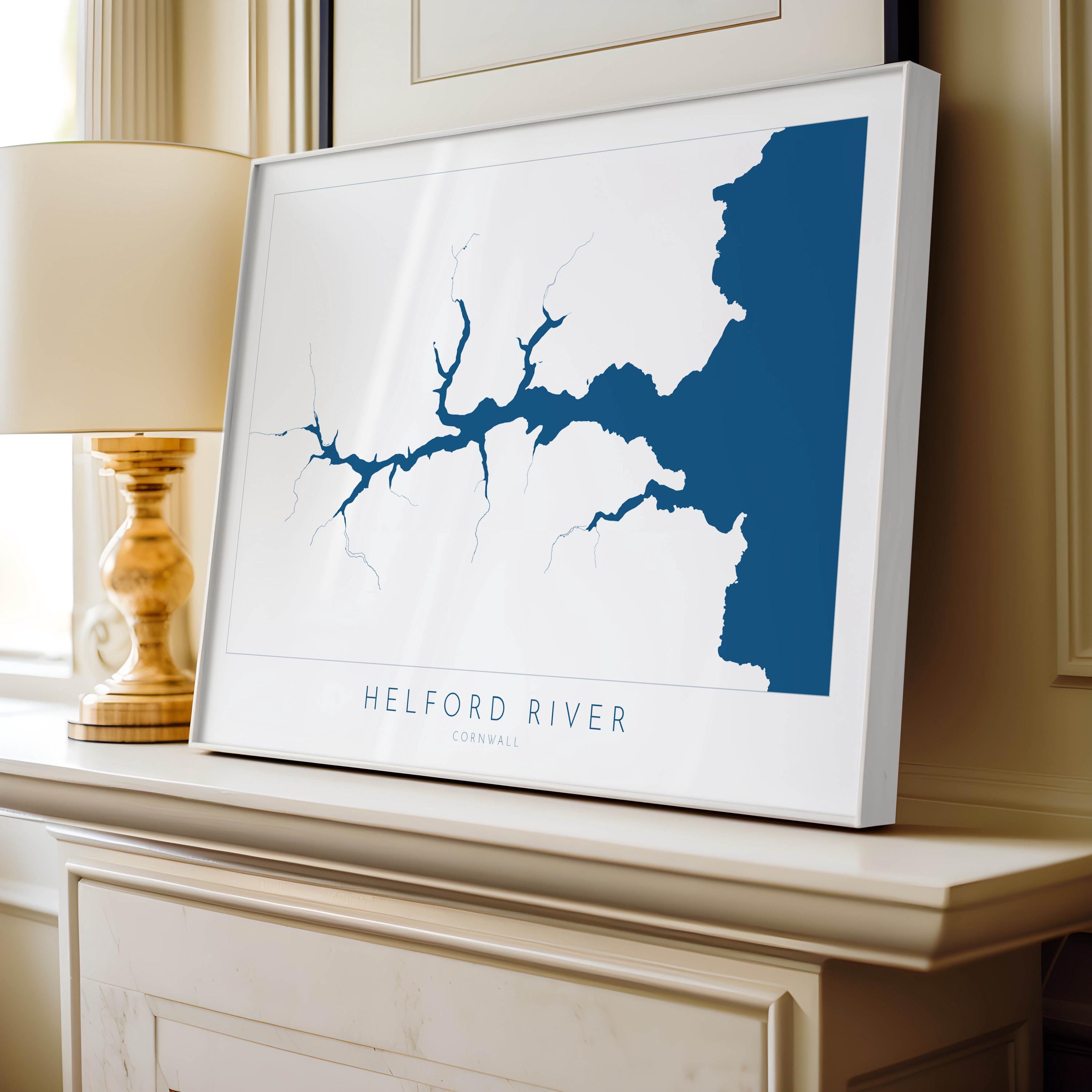 Helford River Map Art Print - Cornwall Map, Helford Travel Poster, Cornwall Poster, Lizard Peninsula Map, Cornish Coast Print, Cornwall Gift