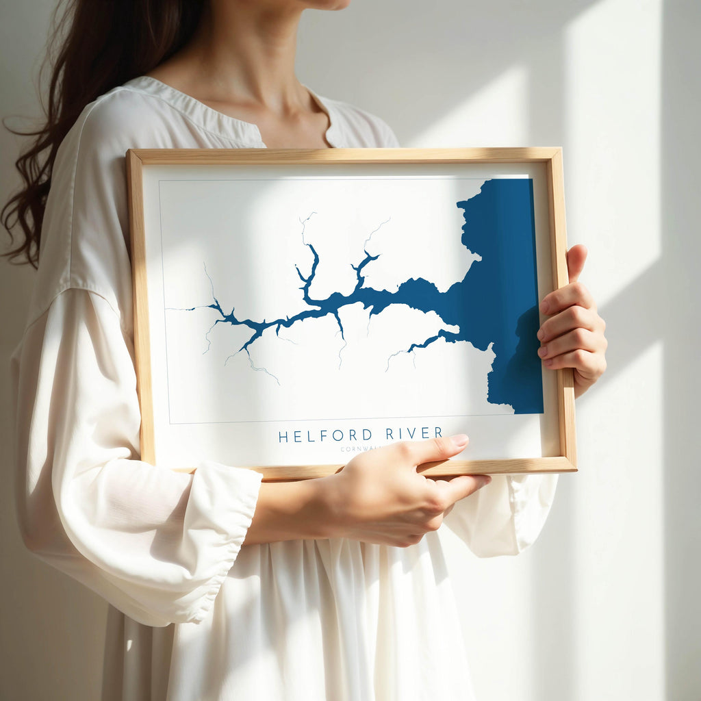 Helford River Map Art Print - Cornwall Map, Helford Travel Poster, Cornwall Poster, Lizard Peninsula Map, Cornish Coast Print, Cornwall Gift
