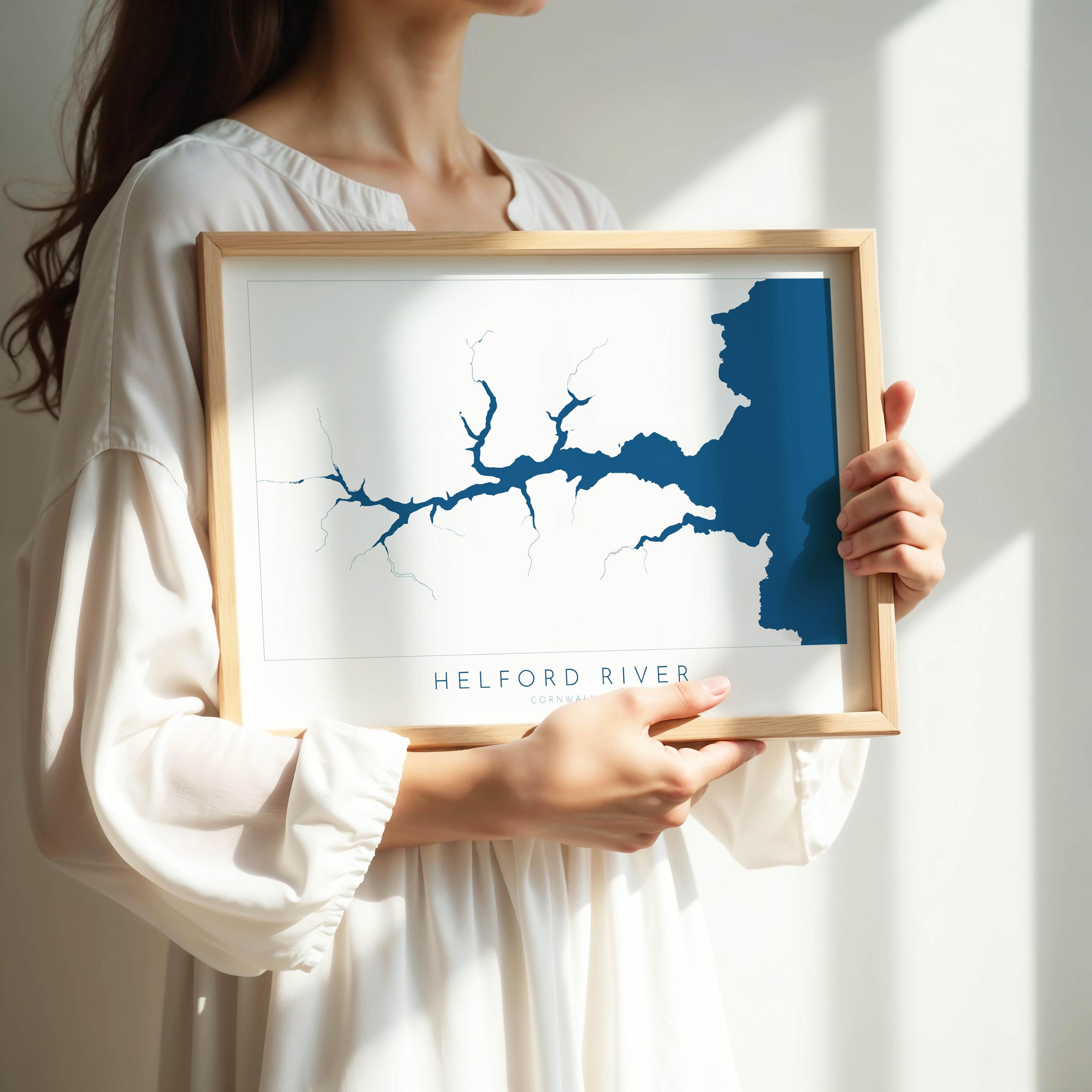 Helford River Map Art Print - Cornwall Map, Helford Travel Poster, Cornwall Poster, Lizard Peninsula Map, Cornish Coast Print, Cornwall Gift