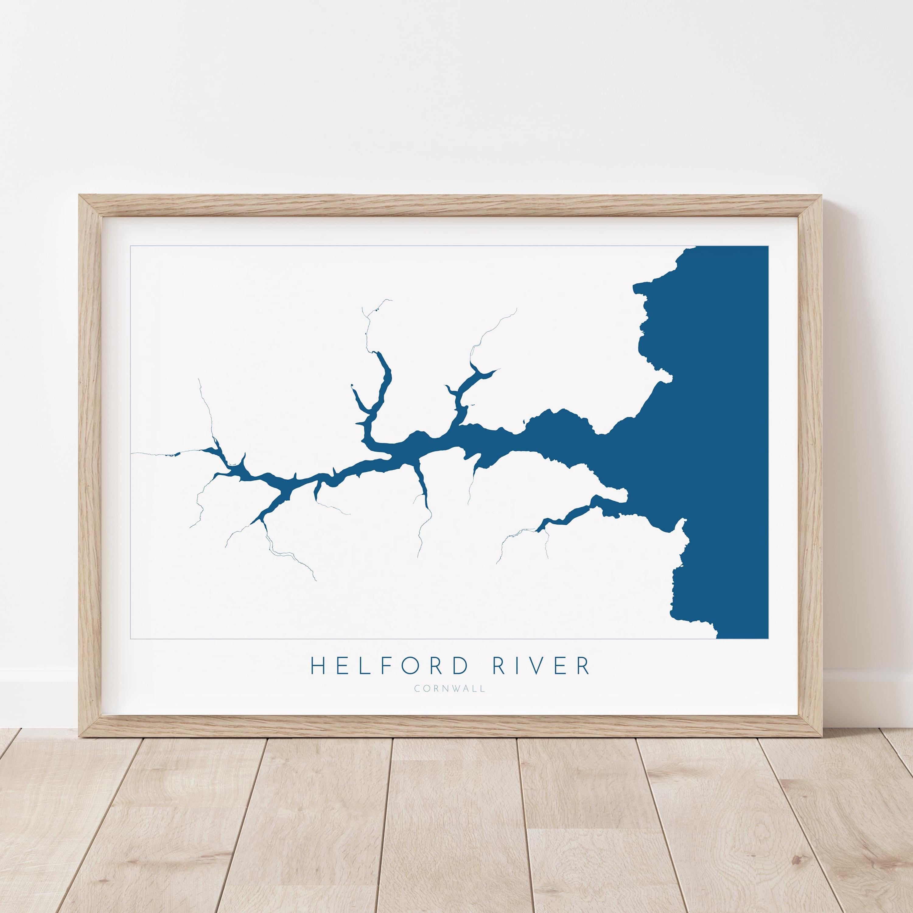 Helford River Map Art Print - Cornwall Map, Helford Travel Poster, Cornwall Poster, Lizard Peninsula Map, Cornish Coast Print, Cornwall Gift