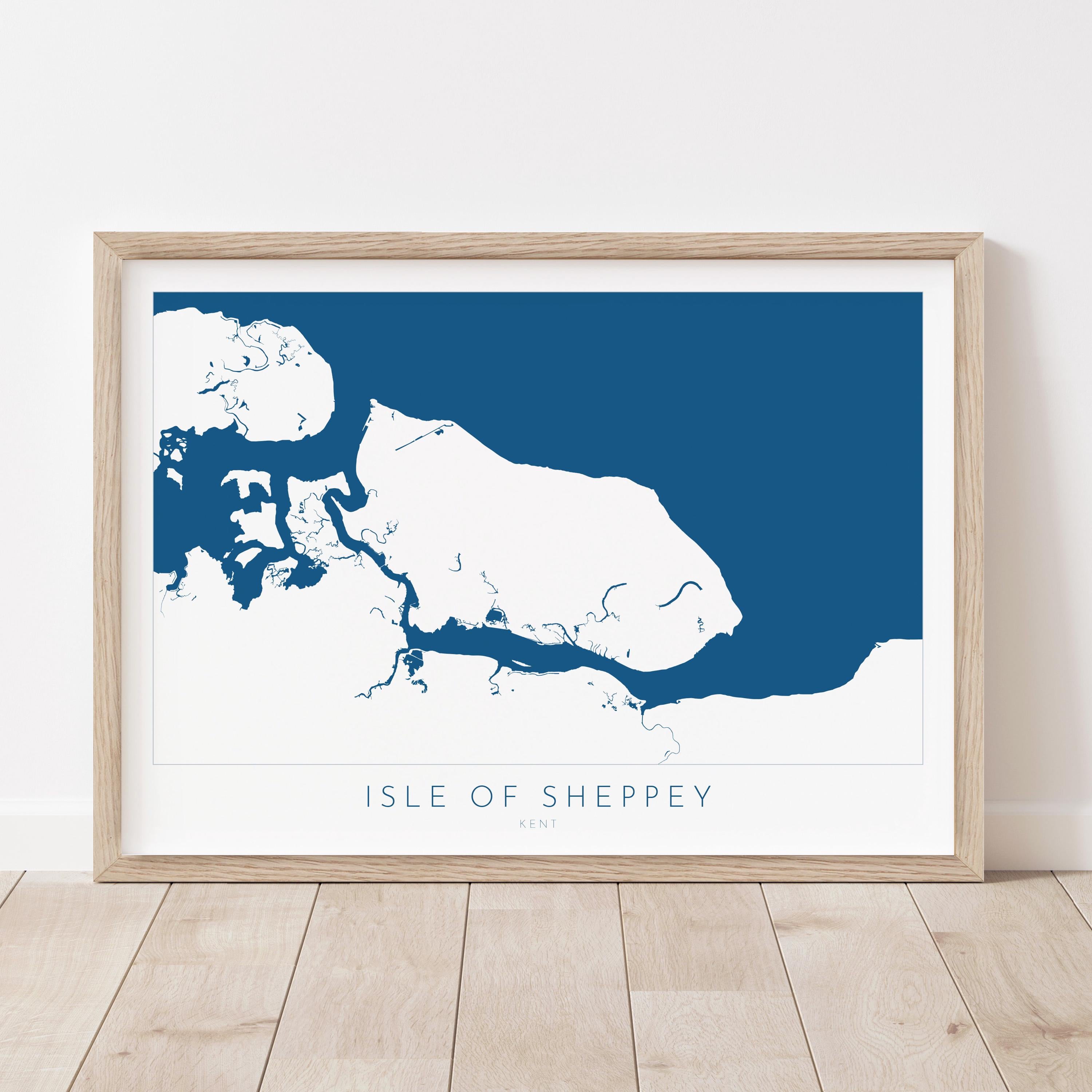 Isle of Sheppey Map Art - Kent Map Art, Isle of Sheppey Art Print, Kent Coast, Kent Travel Print, Sheerness Map Art, Kent Beach Map