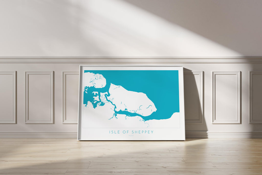 Isle of Sheppey Map Art - Kent Map Art, Isle of Sheppey Art Print, Kent Coast, Kent Travel Print, Sheerness Map Art, Kent Beach Map