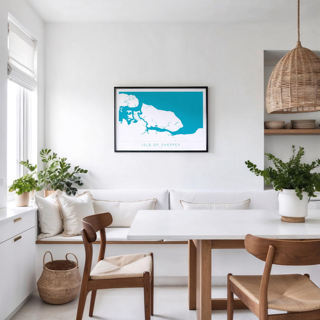 Isle of Sheppey Map Art - Kent Map Art, Isle of Sheppey Art Print, Kent Coast, Kent Travel Print, Sheerness Map Art, Kent Beach Map