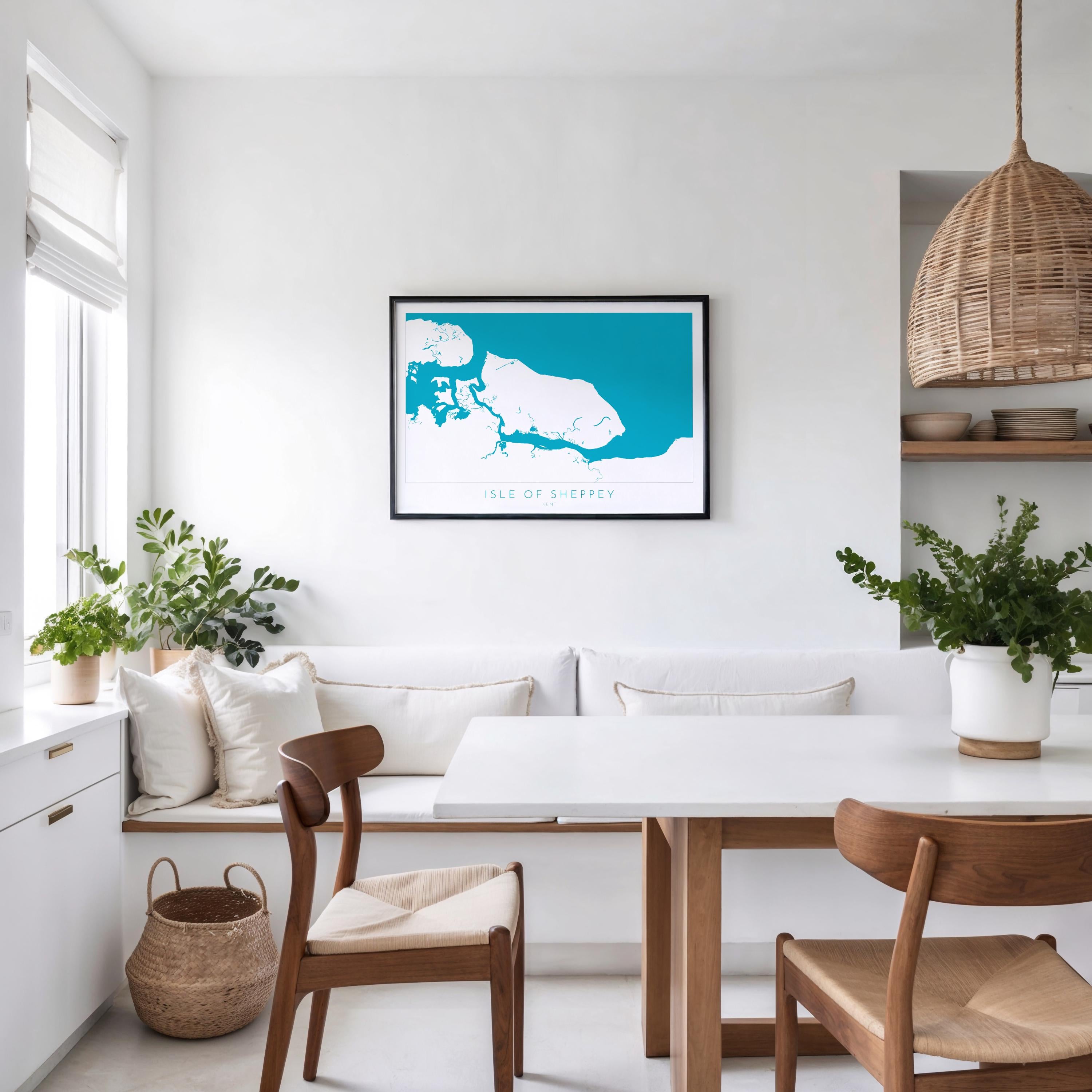 Isle of Sheppey Map Art - Kent Map Art, Isle of Sheppey Art Print, Kent Coast, Kent Travel Print, Sheerness Map Art, Kent Beach Map